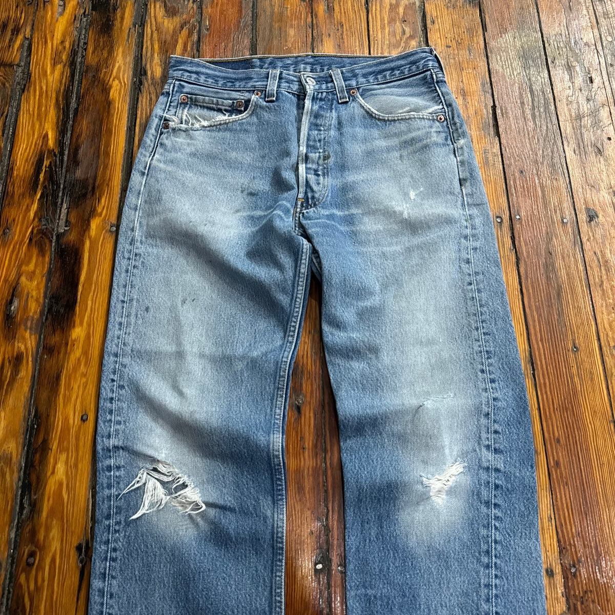 Vintage Thrashed Levi 501 Denim Jeans Sz 31x32