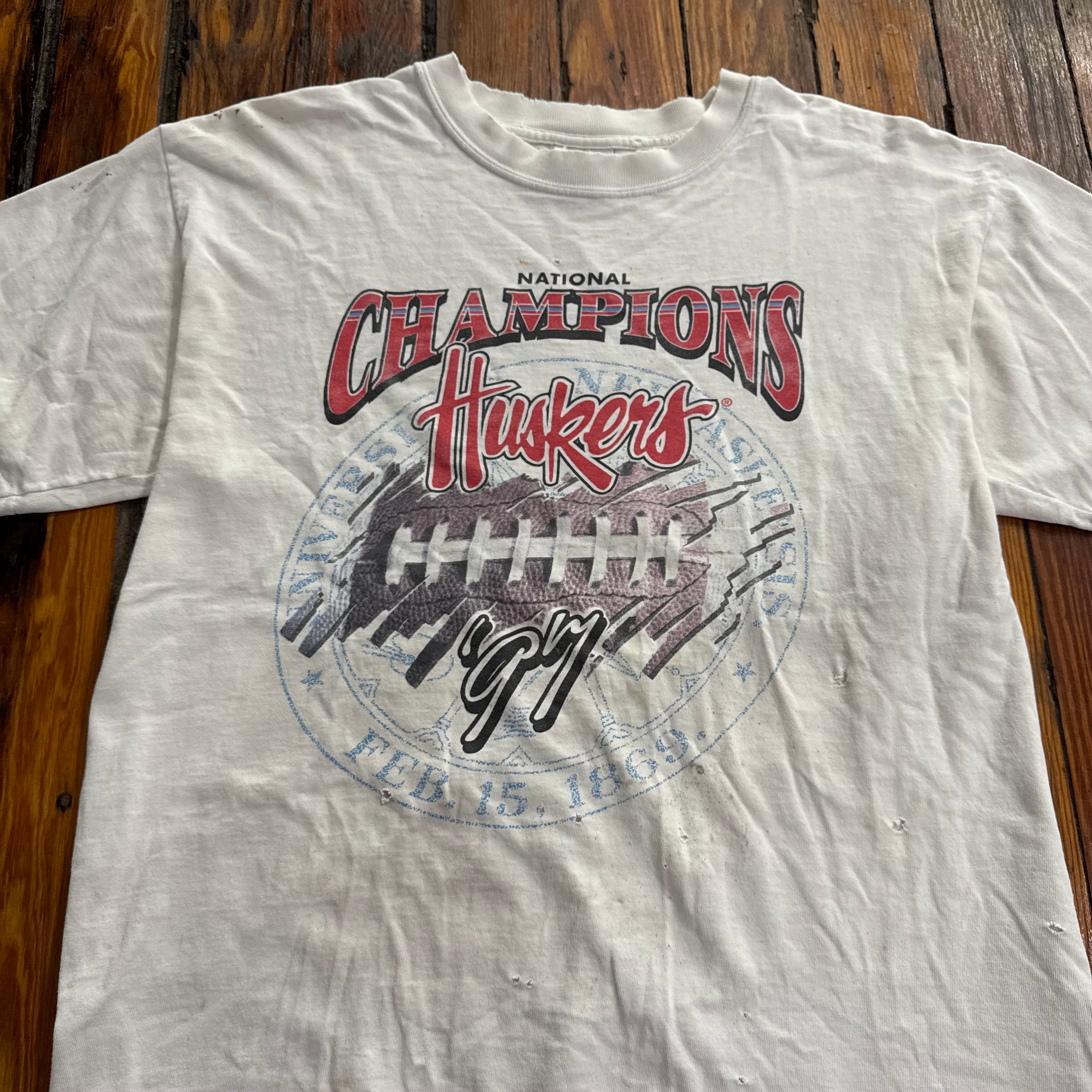 Vintage Nebraska Huskers Football T-shirt Sz L