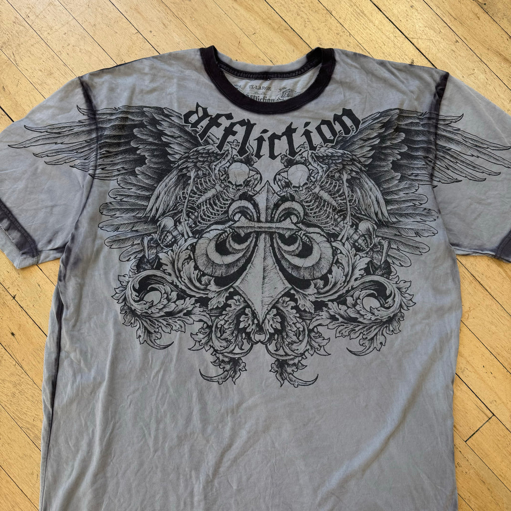 Y2K Affliction Skulls T-shirt Sz XL