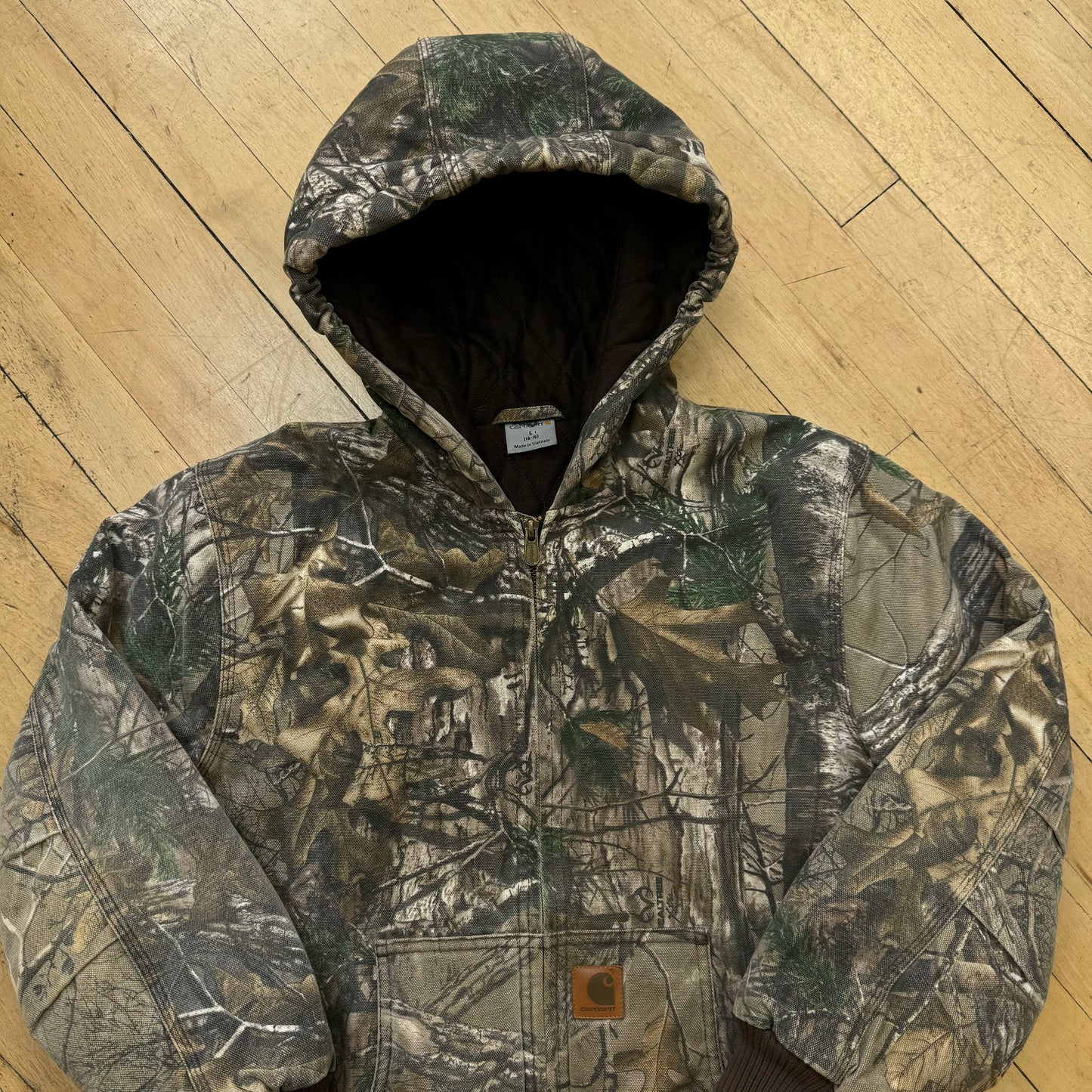 Vintage Camo RealTree Carhartt Hooded Jacket Sz YTH L