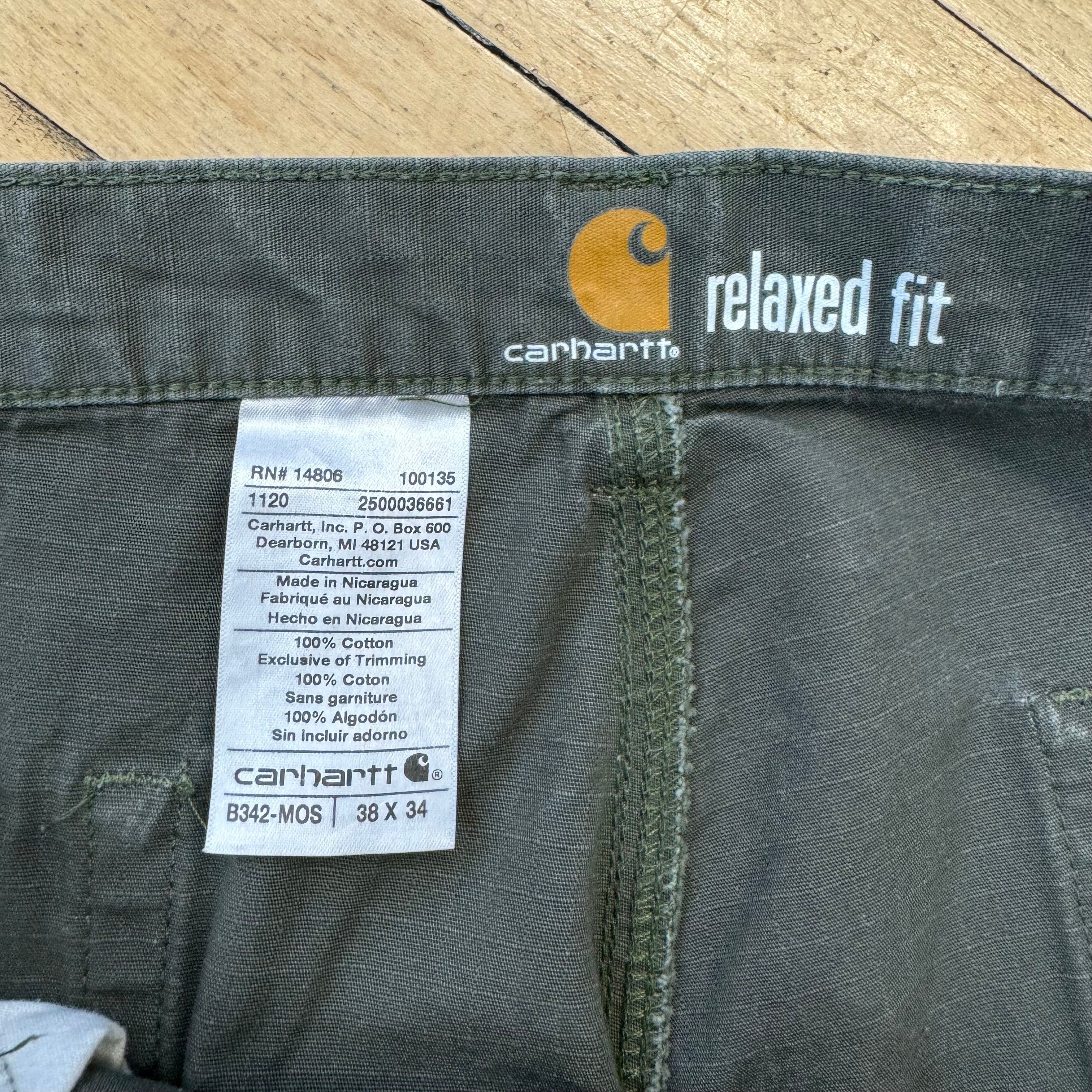 Y2K Olive Carhartt Cargo Kahki Pants Sz 38x34