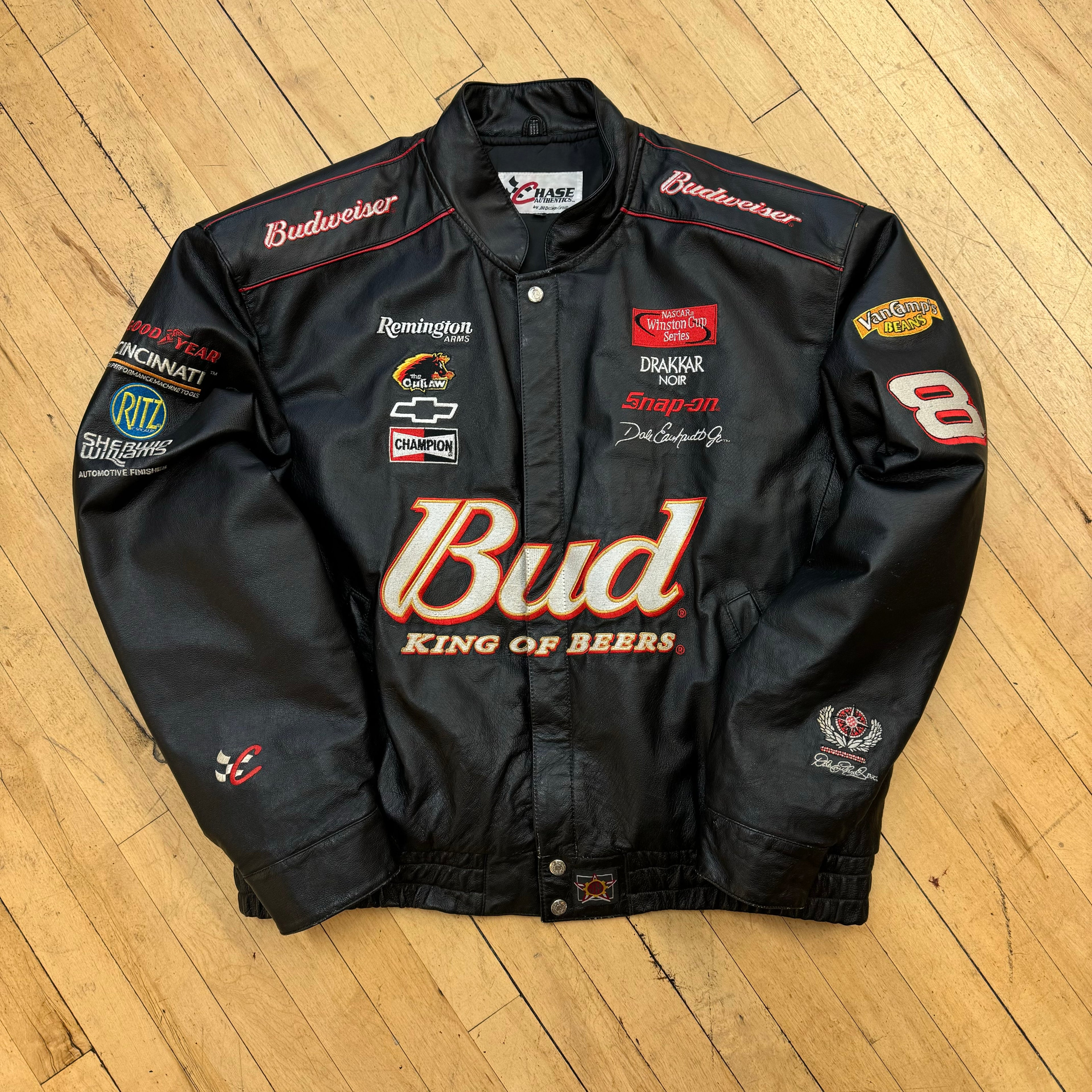 Vintage BudWiser Nascar JH Leather Jacket Sz XXL