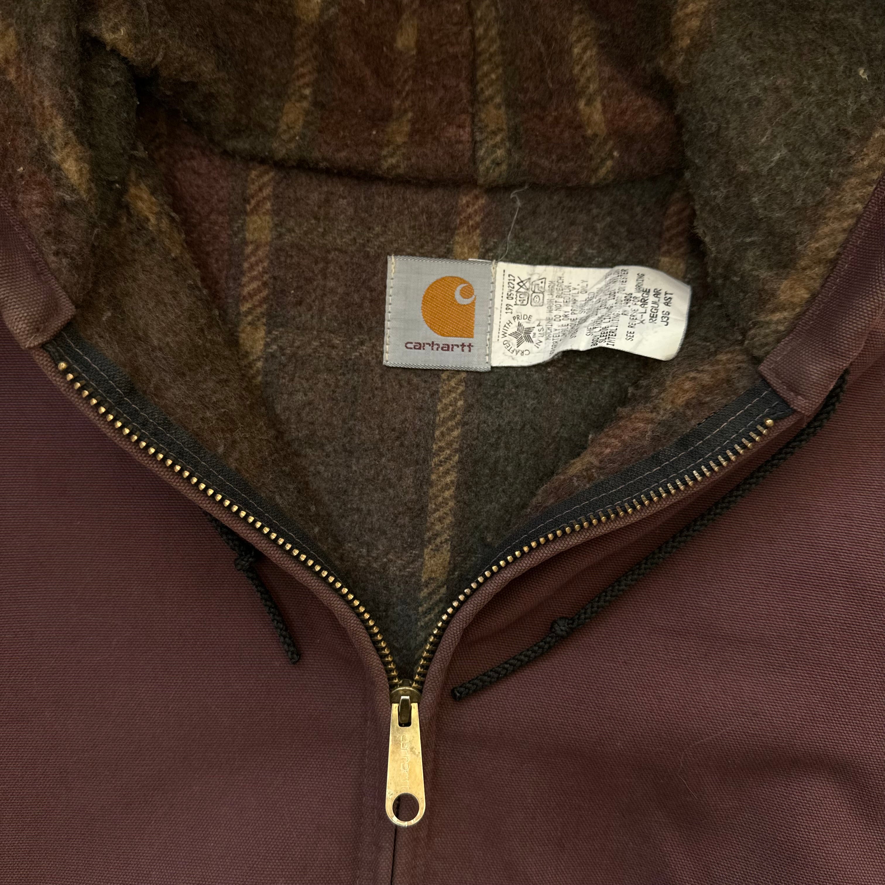 Vintage Carhartt J36 AST Rum Hooded Jacket Sz L