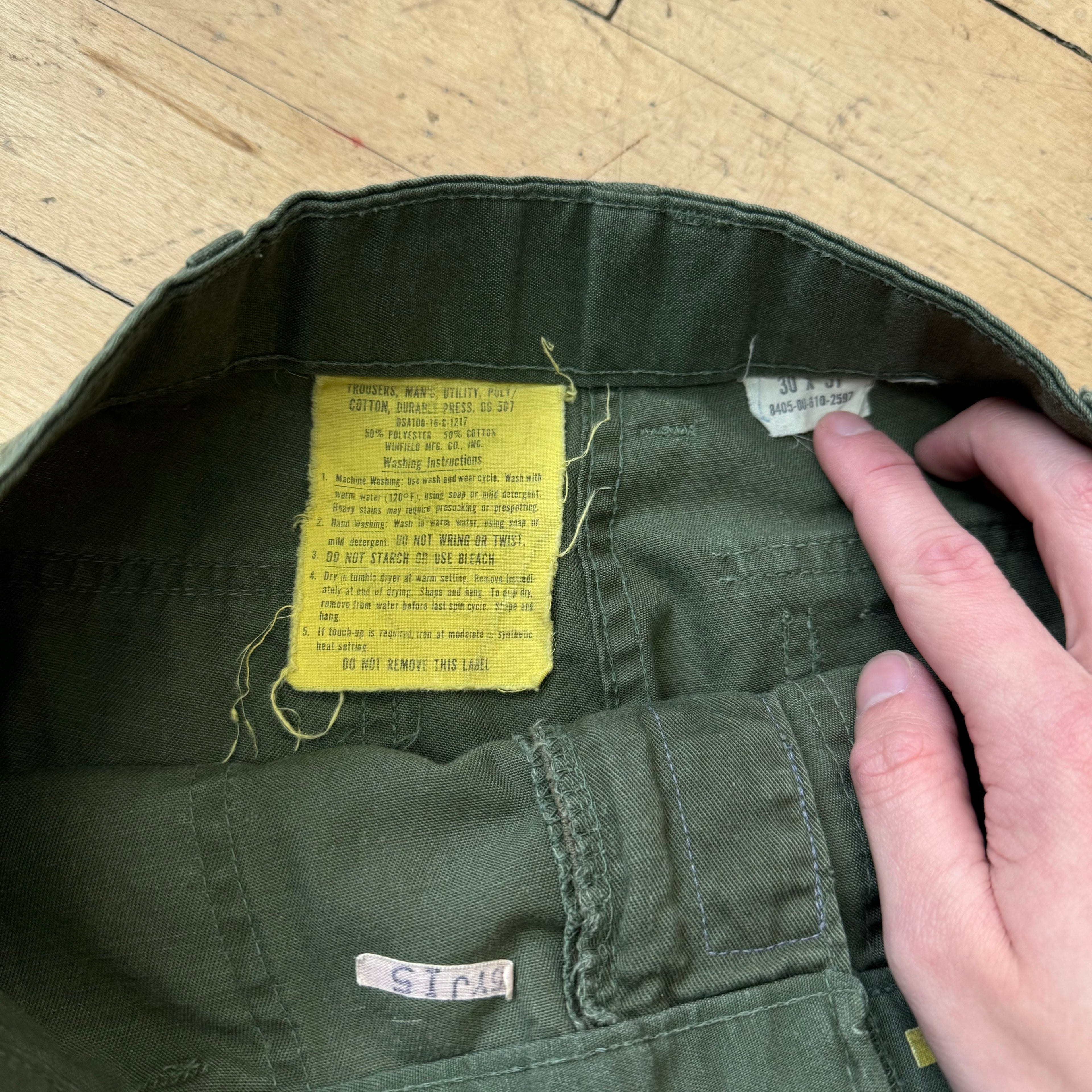 Vintage Olive Utility Trousers Sz 30x31