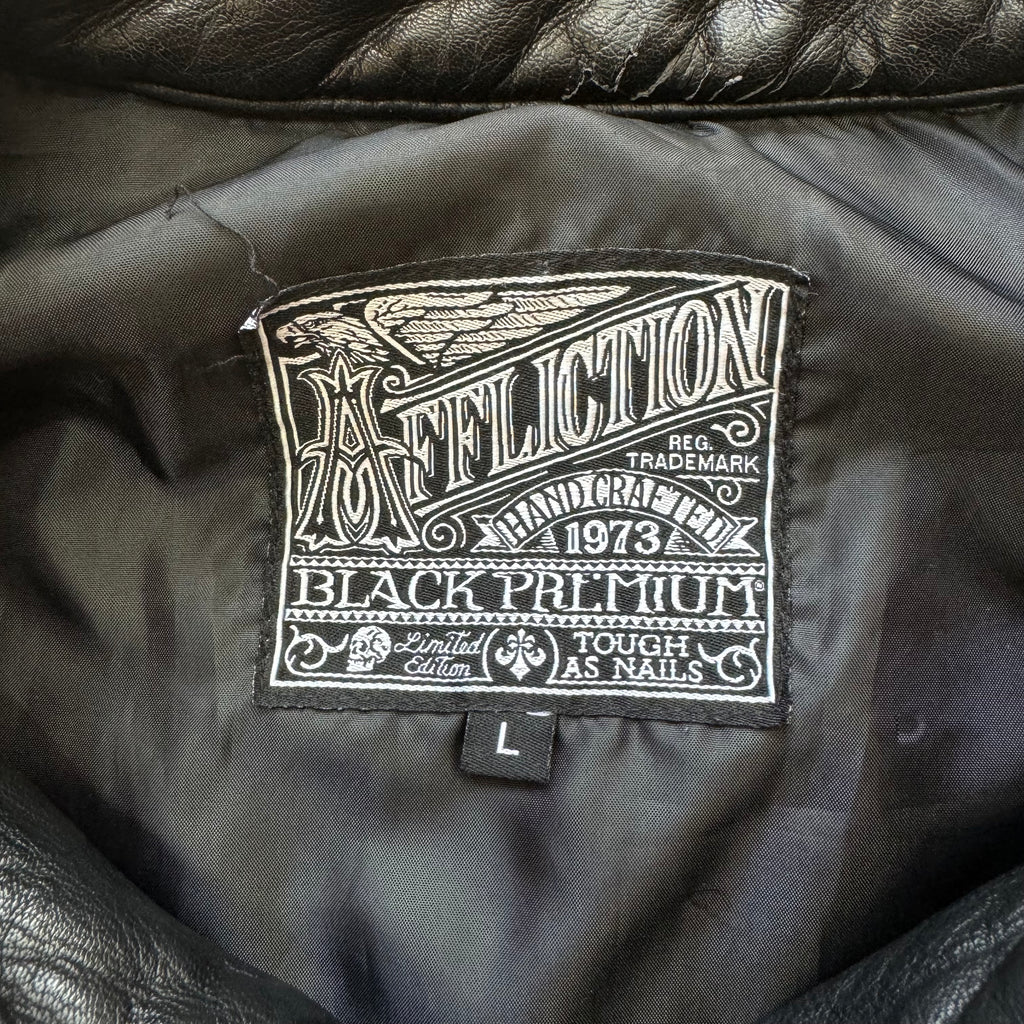 Y2K Affliction Leather Jacket Sz L