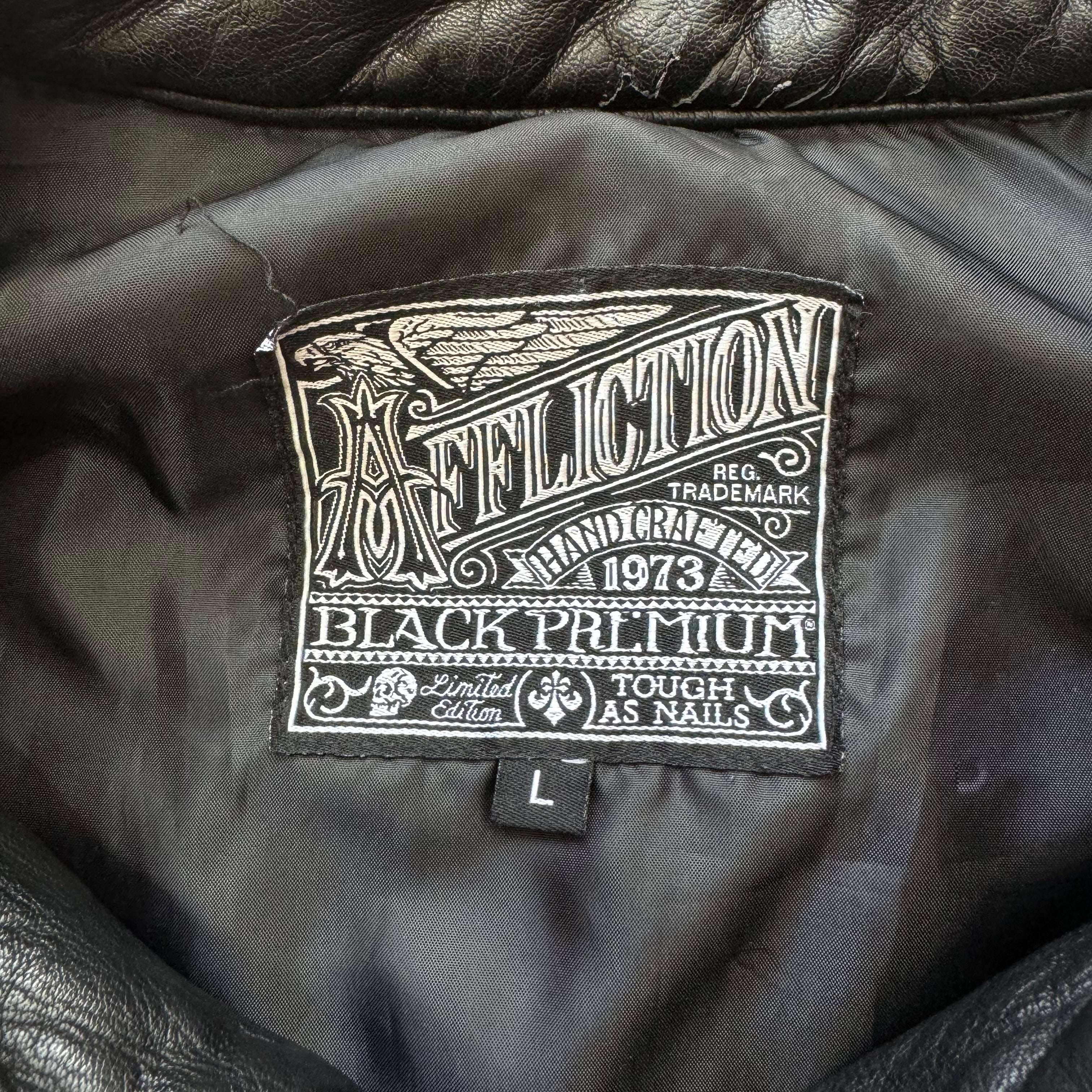 Y2K Affliction Leather Jacket Sz L