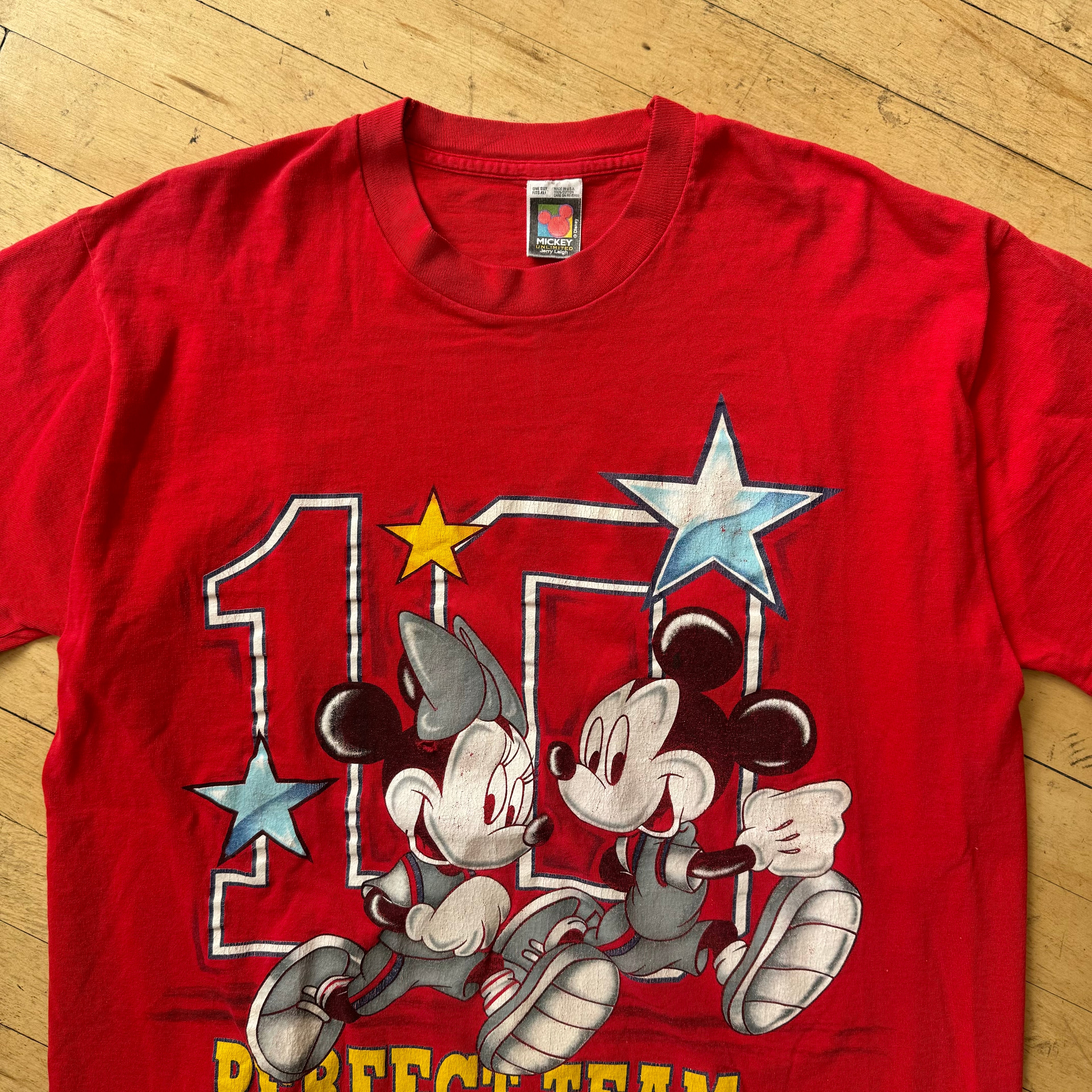 Vintage Mickey Mouse Team T-shirt Sz L