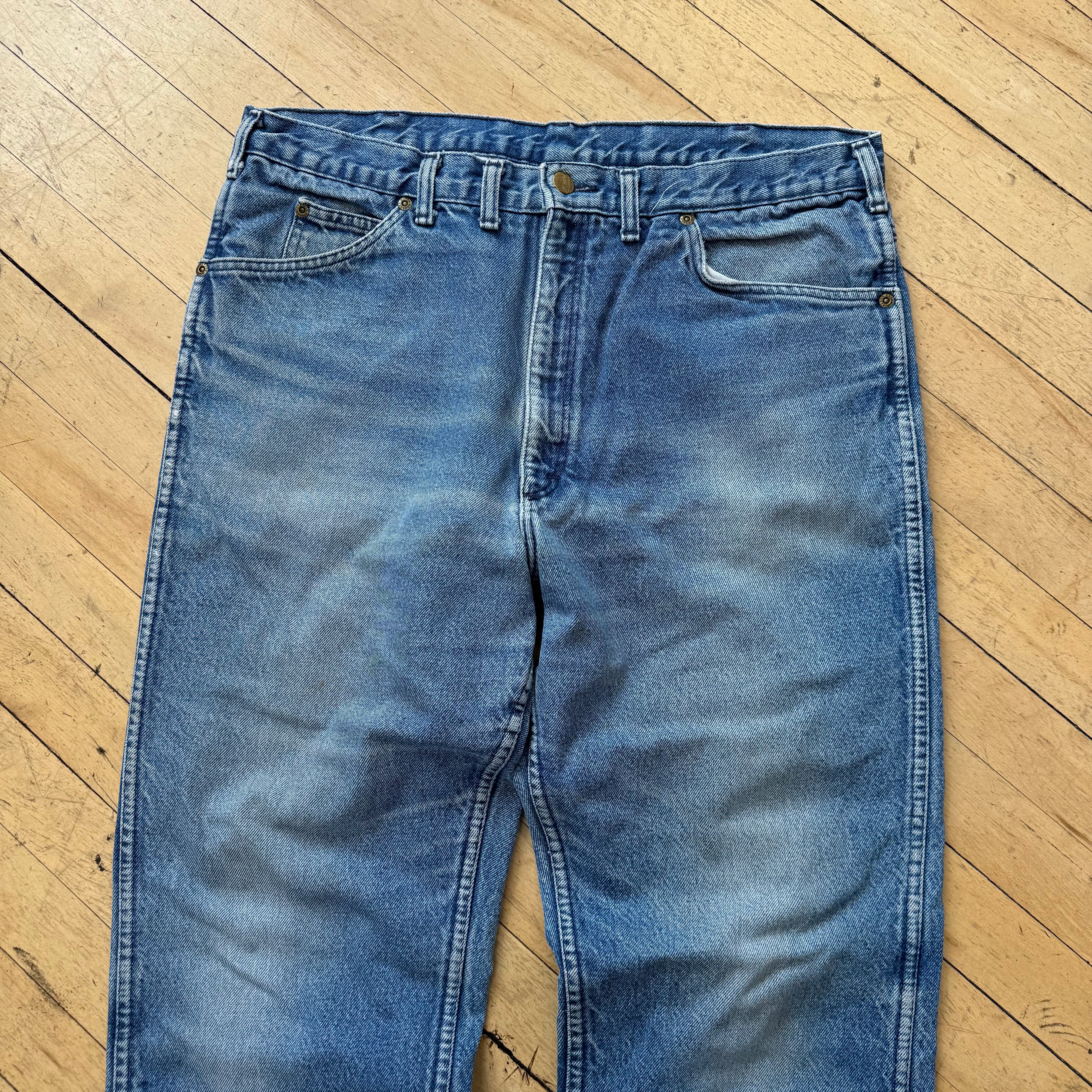 Vintage Faded Plaid Lined OshKosh Denim Jeans Sz 38x32