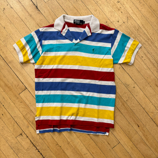 Y2K Striped Polo RL Two Button T-shirt Sz S