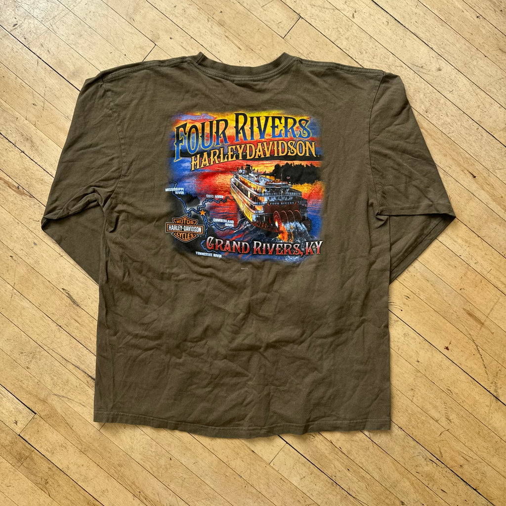 Y2K Harley Davidson Skull Long Sleeve T-shirt Sz XXL