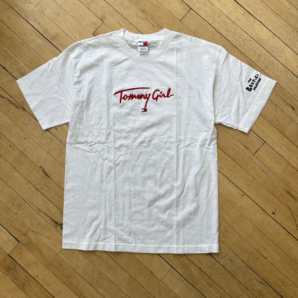 Vintage Embroidered Bootleg Tommy Girl SpellOut T-shirt Sz L