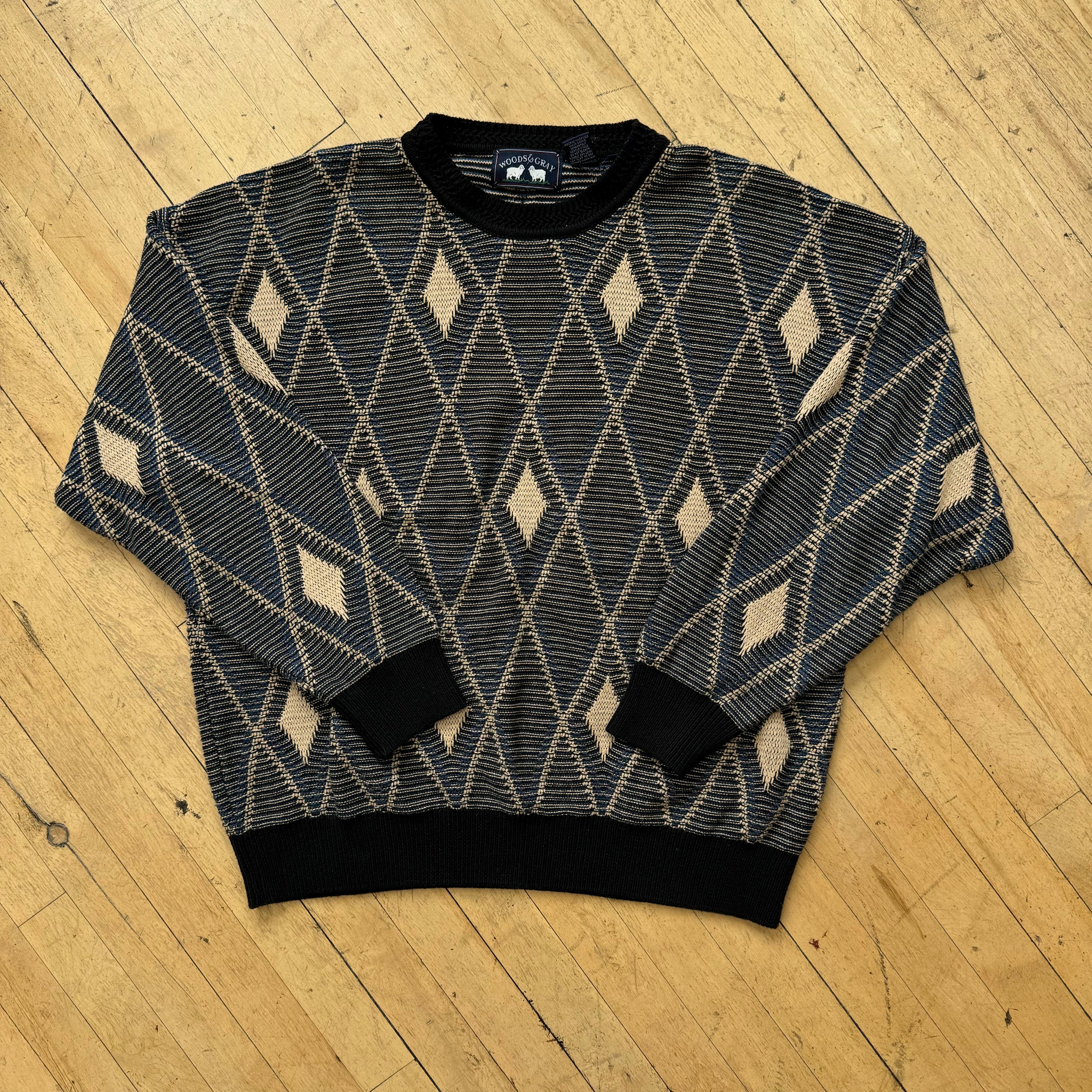 Vintage Woods & Grey Knit Sweater Sz XL