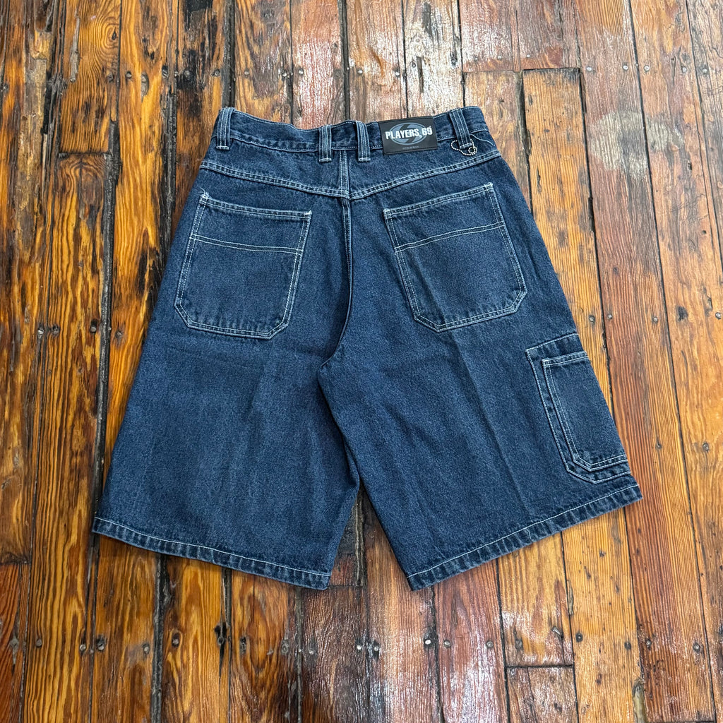 Y2K Players 69 Embroidered Denim Jean Shorts Sz 32