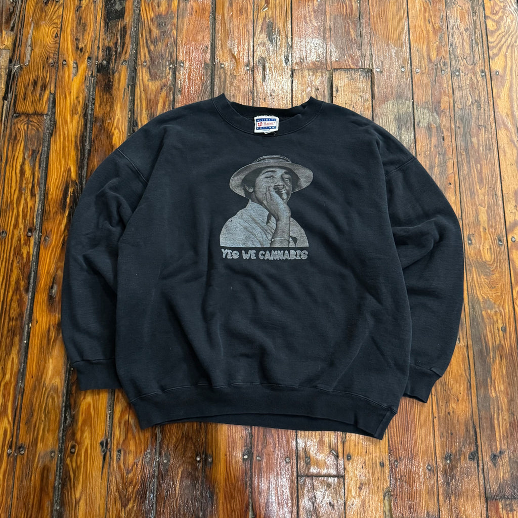 Vintage Obama Yes We Cannabis  Crewneck Sz L