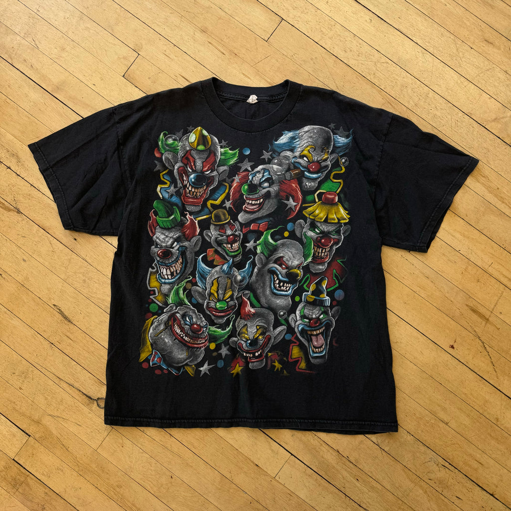 Y2K Colorful Clown Graphic T-shirt Sz L