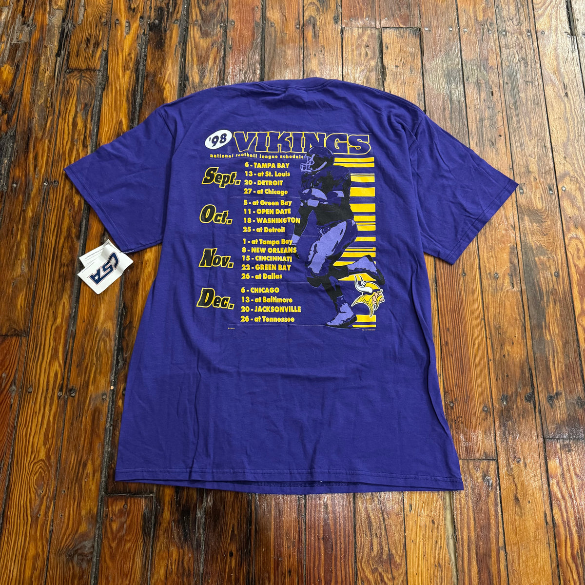 Vintage Minnesota Vikings 98 Schedule T-shirt Sz XL (NEW)
