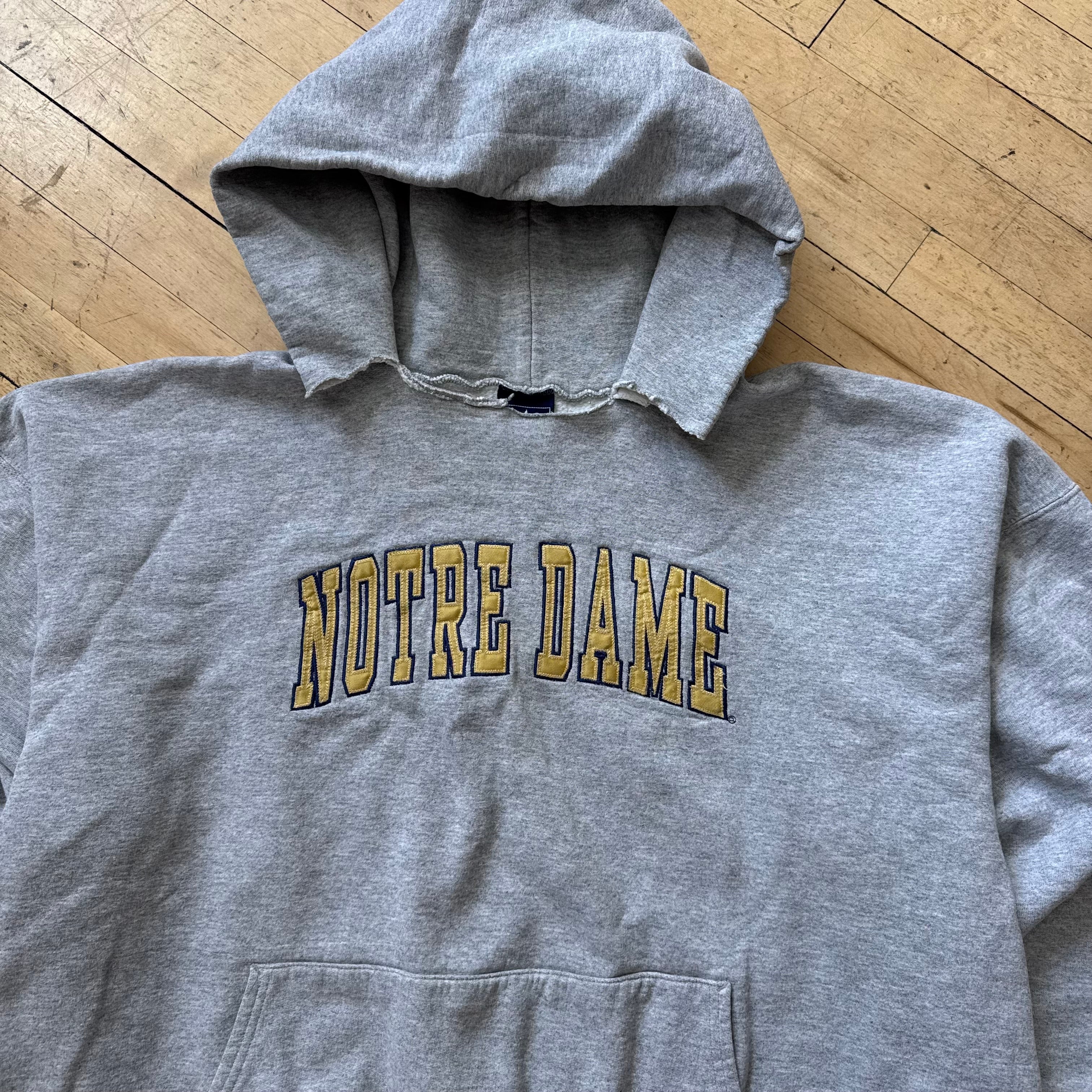 Vintage Notre Dame SpellOut Hoodie Sz XL