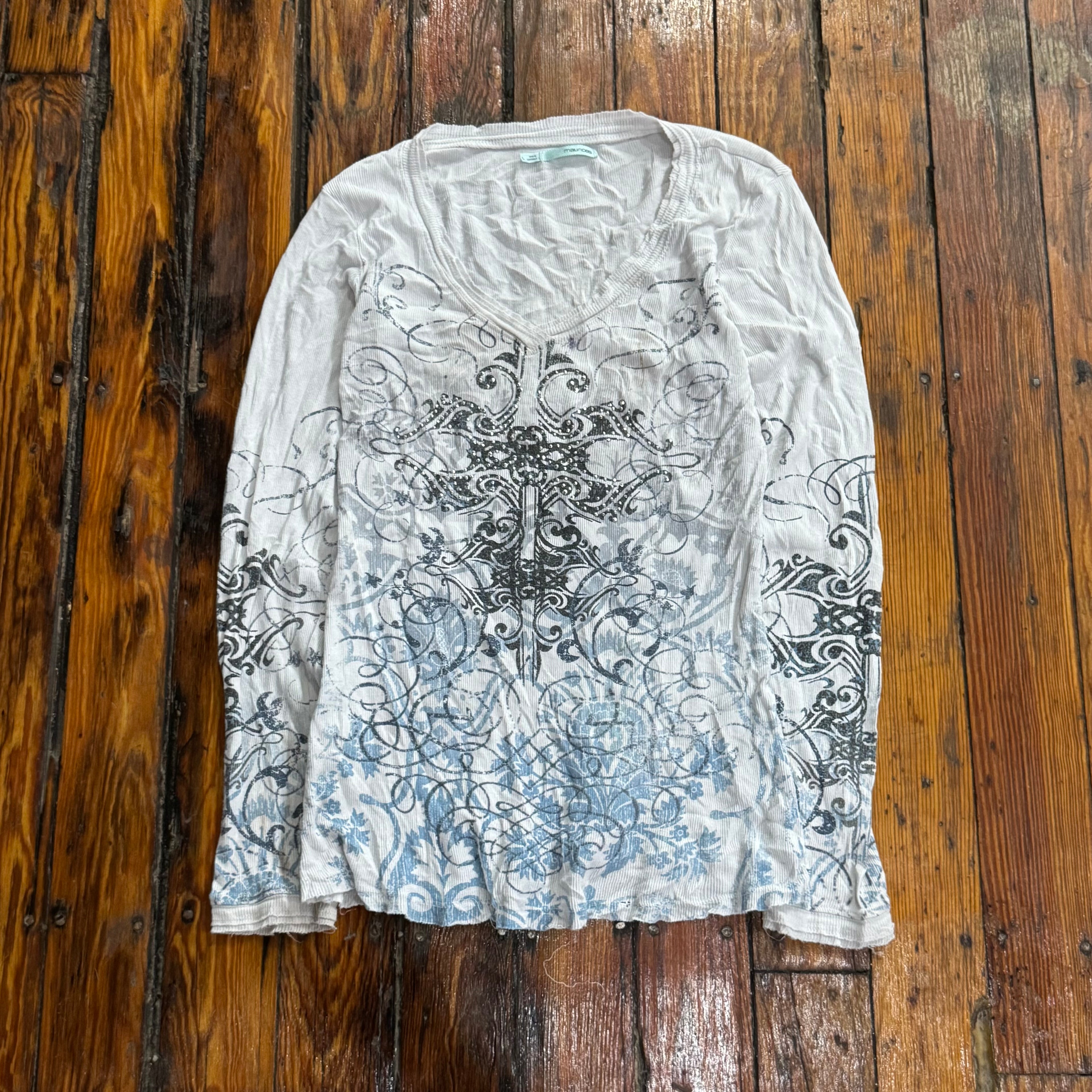 Y2K Maurice’s Cross Long Sleeve T-shirt Sz L