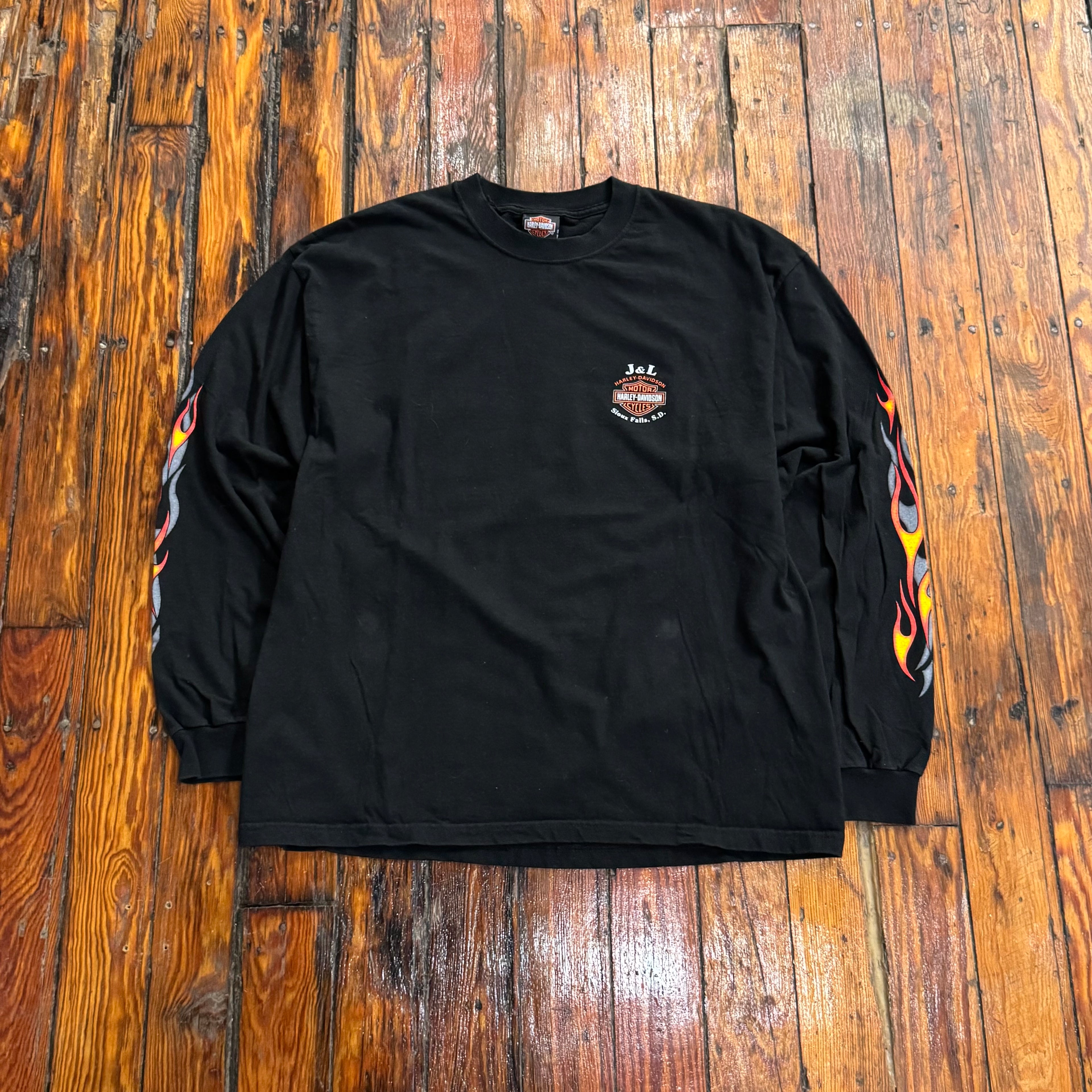 Y2K Hot Harley Nights Sioux Falls Flame Long Sleeve T-shirt Sz XL