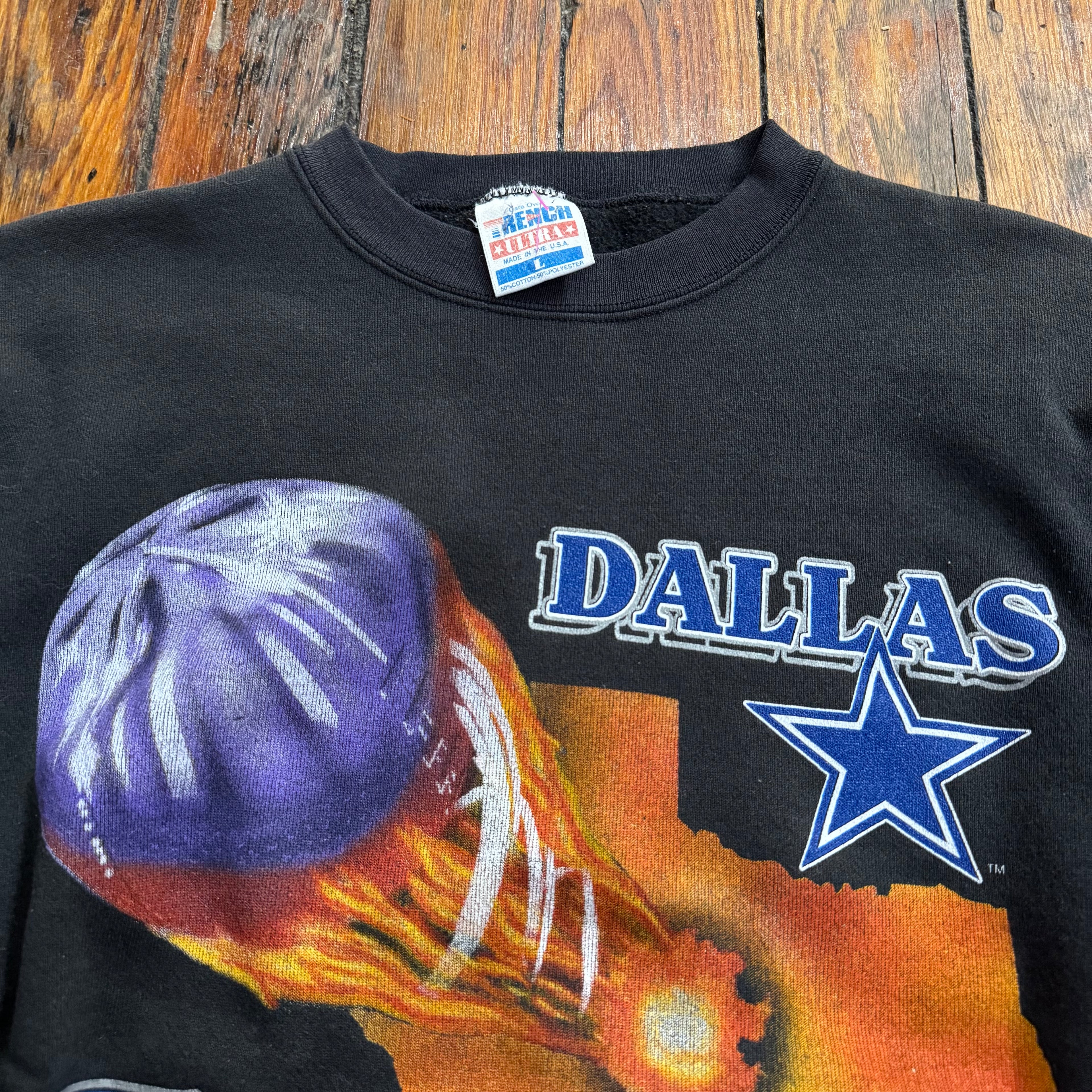 Vintage Dallas Cowboys Flame Trench Crewneck Sz L