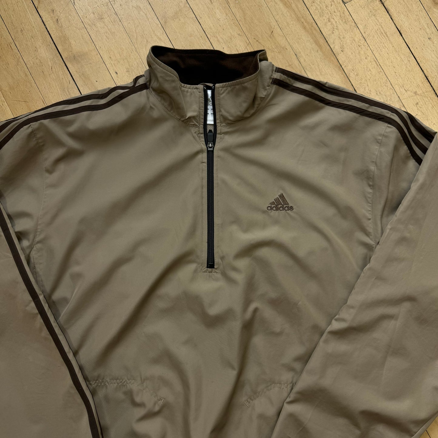 Y2K Tan Adidas Quarter Zip Jacket Sz XL