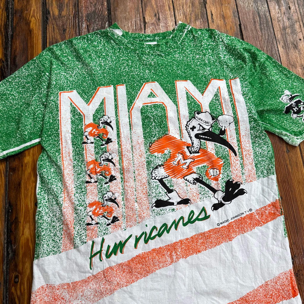 Vintage Magic Johnson AOP Miami Hurricanes T-shirt Sz L