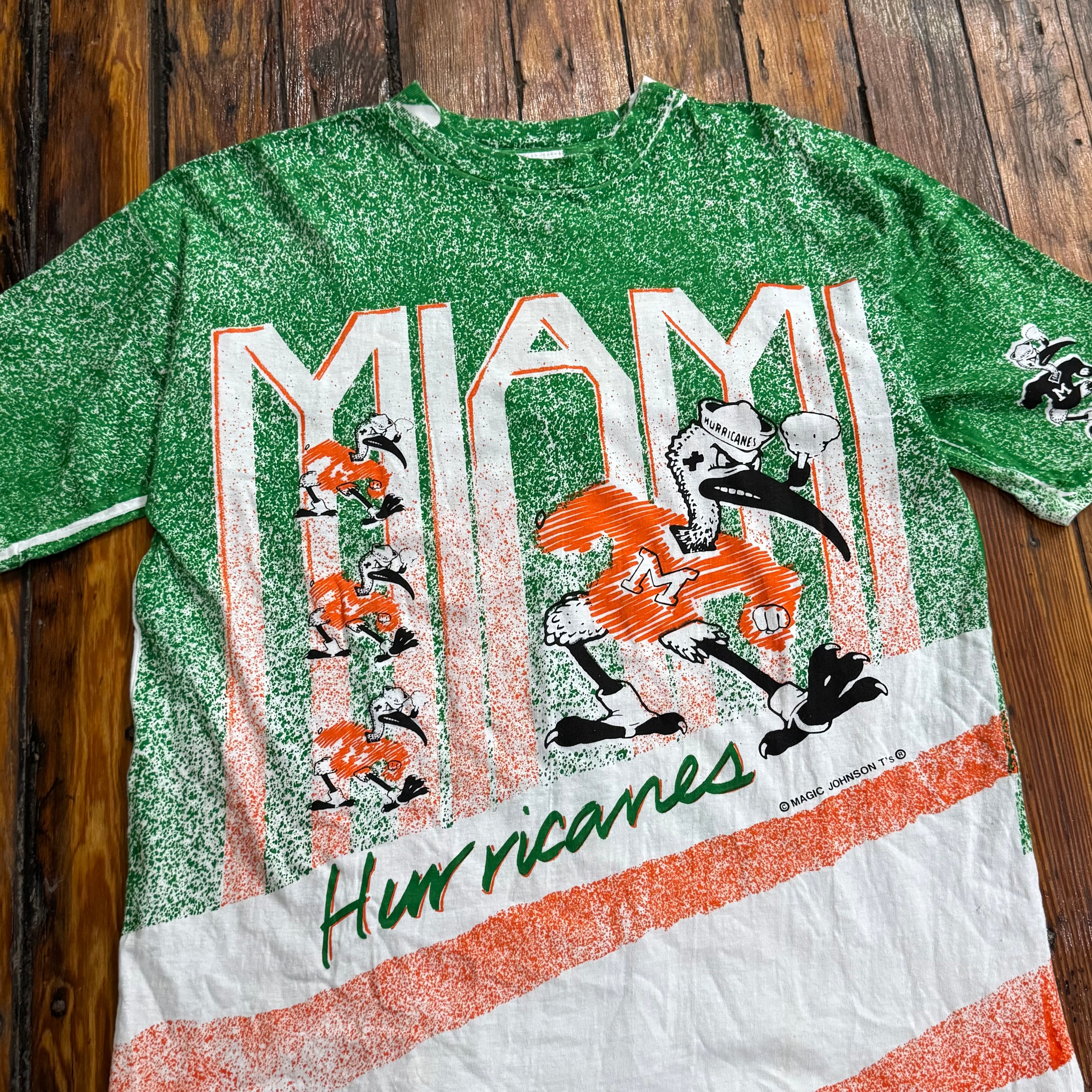 Vintage Magic Johnson AOP Miami Hurricanes T-shirt Sz L