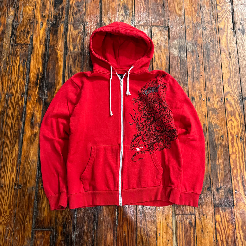 Y2K O’Neal Dragon Zip-Up Hoodie Sz L