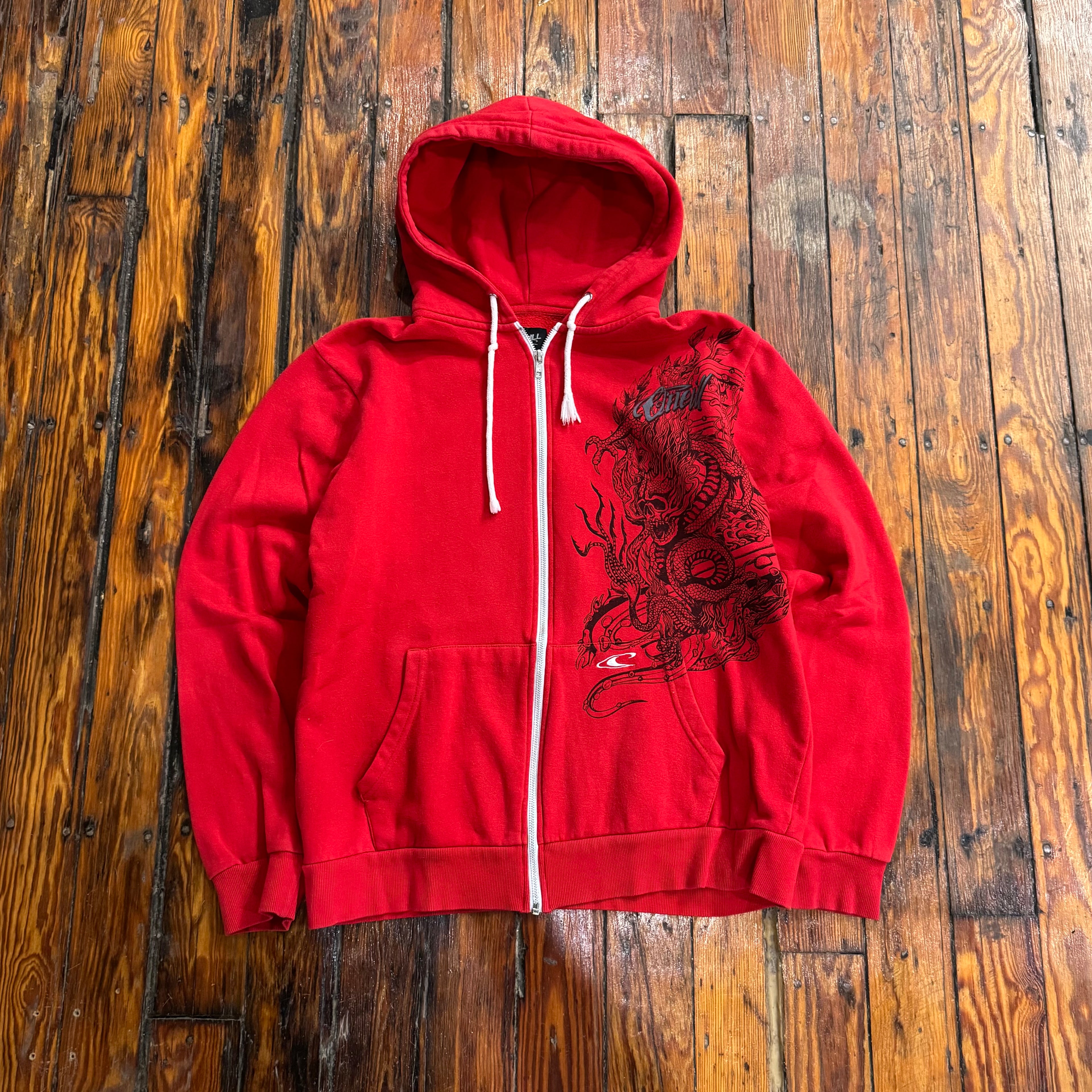 Y2K O’Neal Dragon Zip-Up Hoodie Sz L