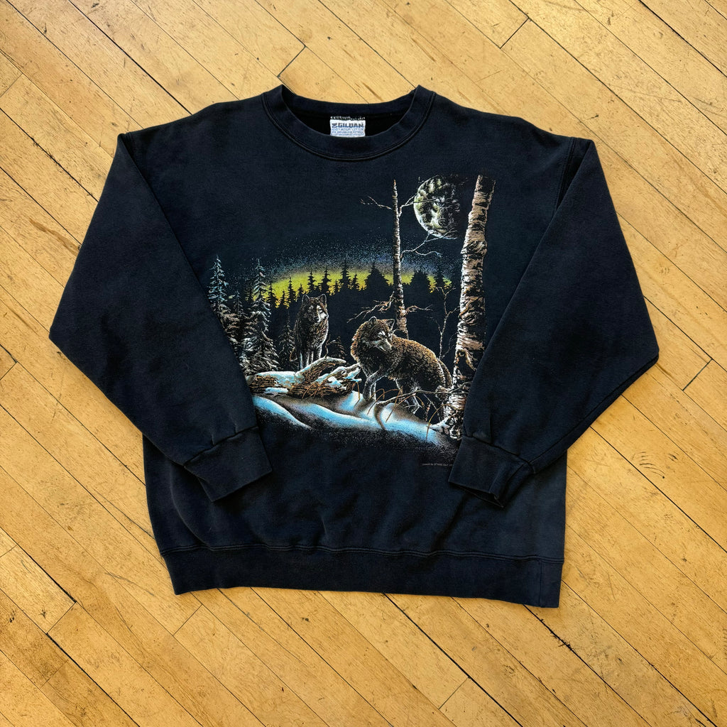 Vintage Nature Wolf Crewneck Sz L