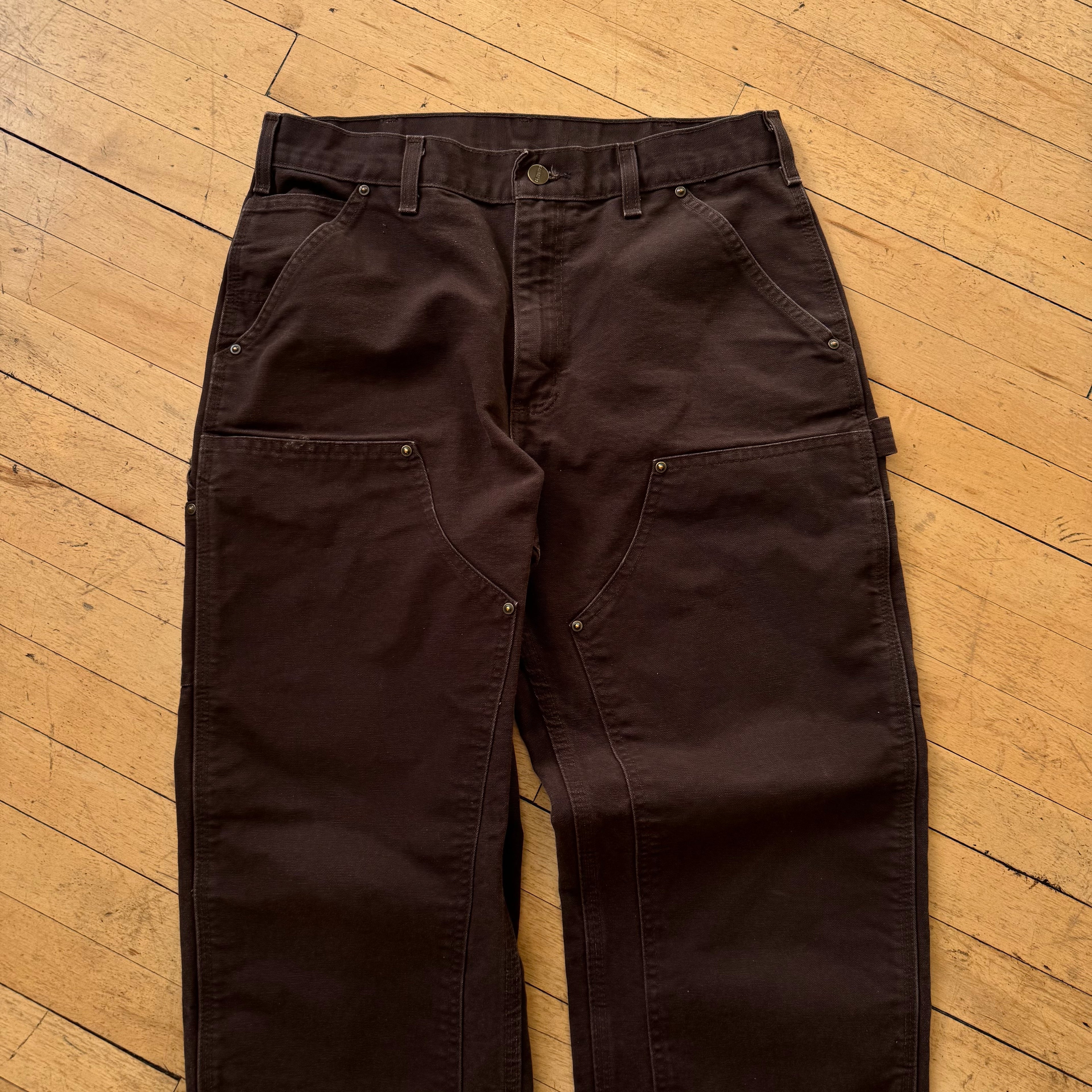 Vintage Brown Carhartt Double Knee Denim Jeans Sz 32x32