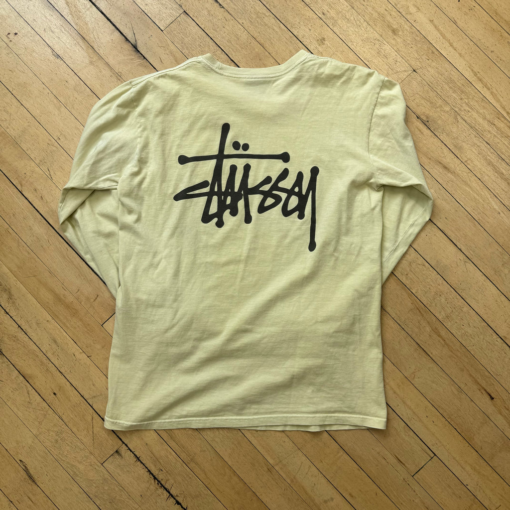 Stussy Light Yellow Classic Logo L/S T-shirt Sz M