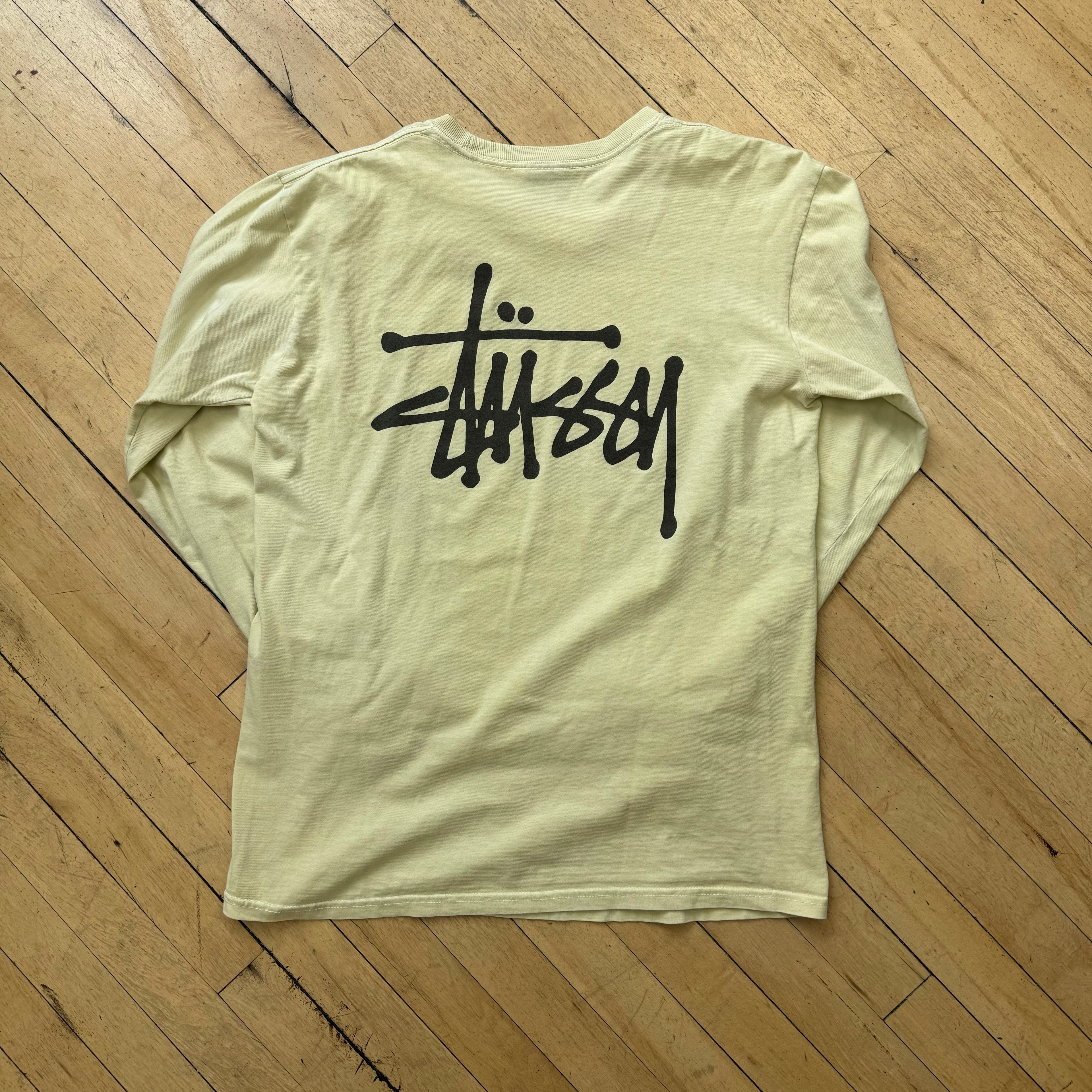 Stussy Light Yellow Classic Logo L/S T-shirt Sz M