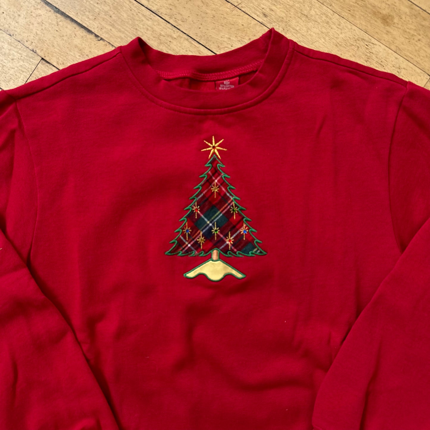 Vintage Christmas Tree Embroidered Crewneck Sz S