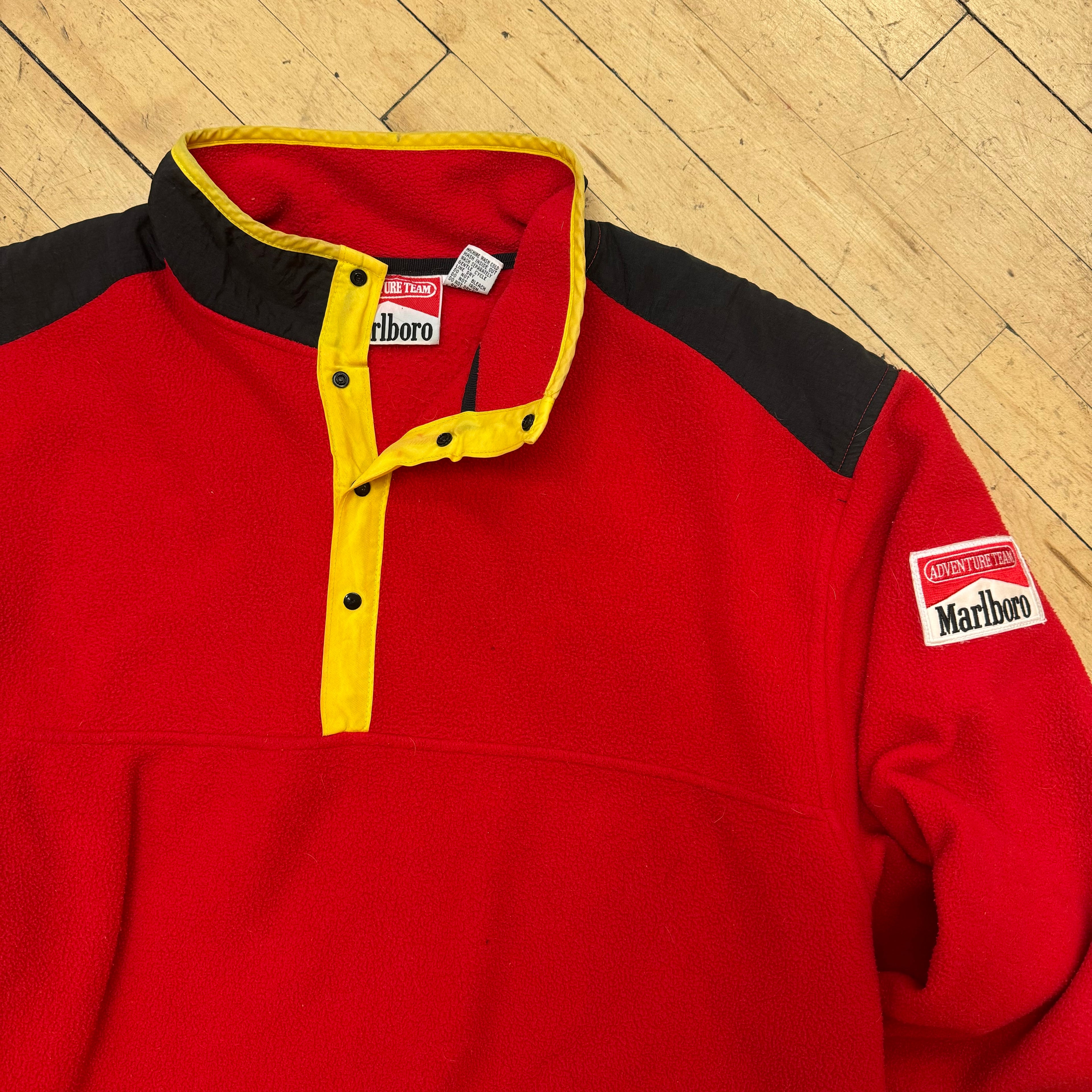 Vintage Marlboro Patch Fleece Pullover Jacket Sz XL