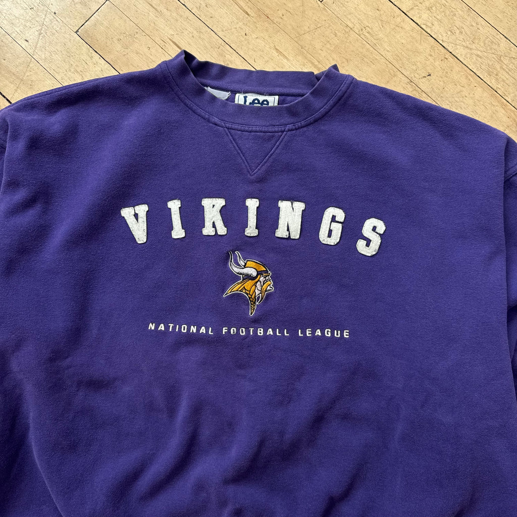 Vintage Lee Sports Vikings SpellOut CrewNeck Sz XL