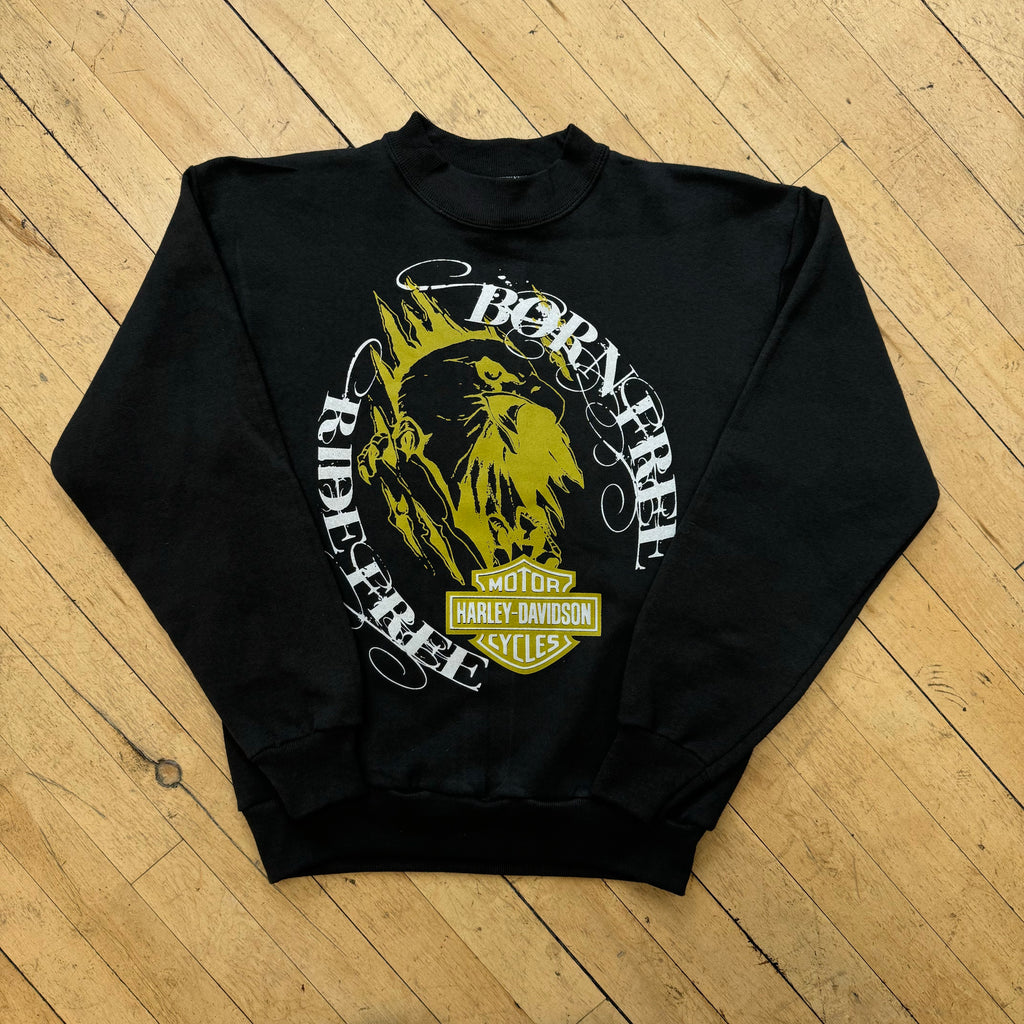 Vintage Harley Davidson Born Free Ride Free Crewneck Sz S
