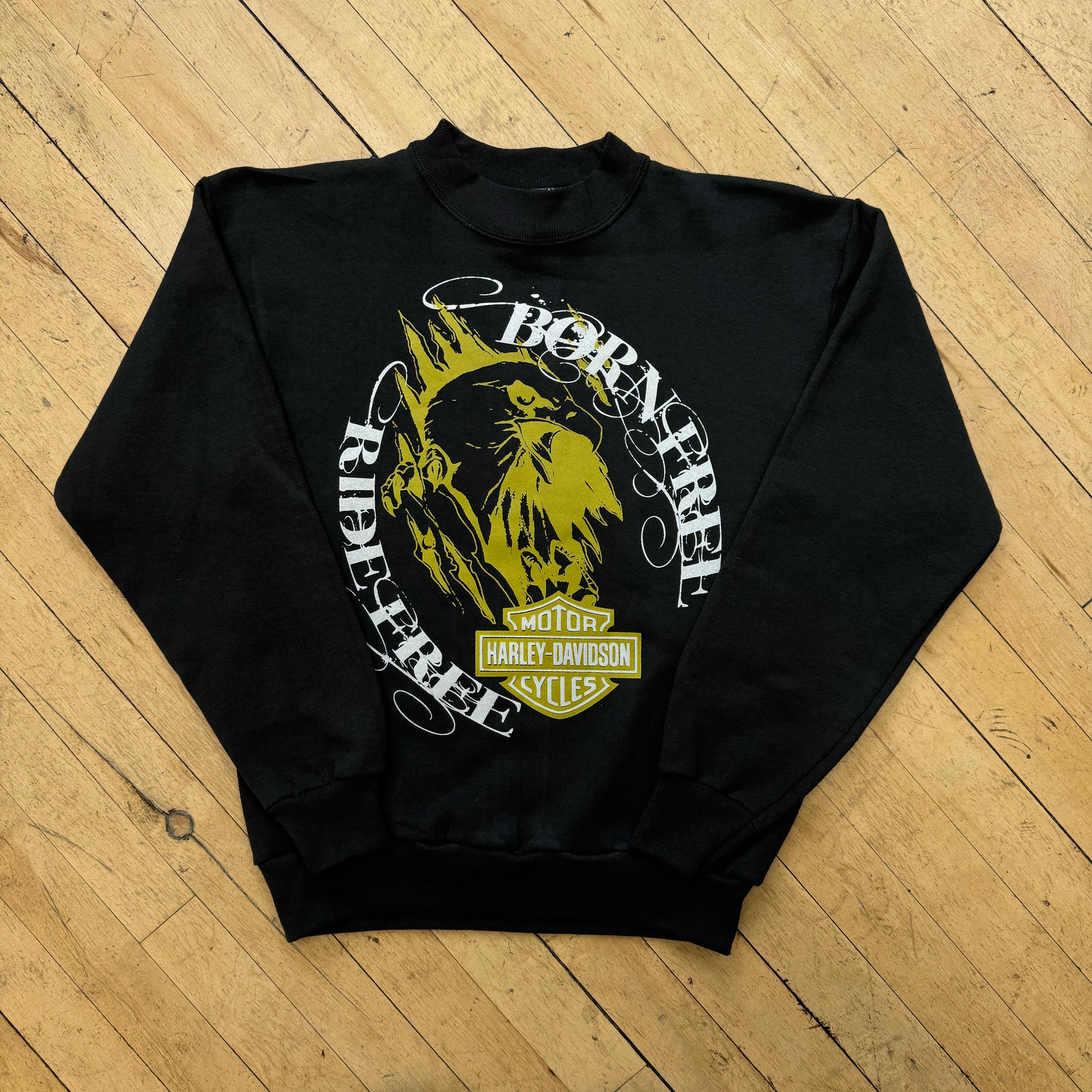 Vintage Harley Davidson Born Free Ride Free Crewneck Sz S