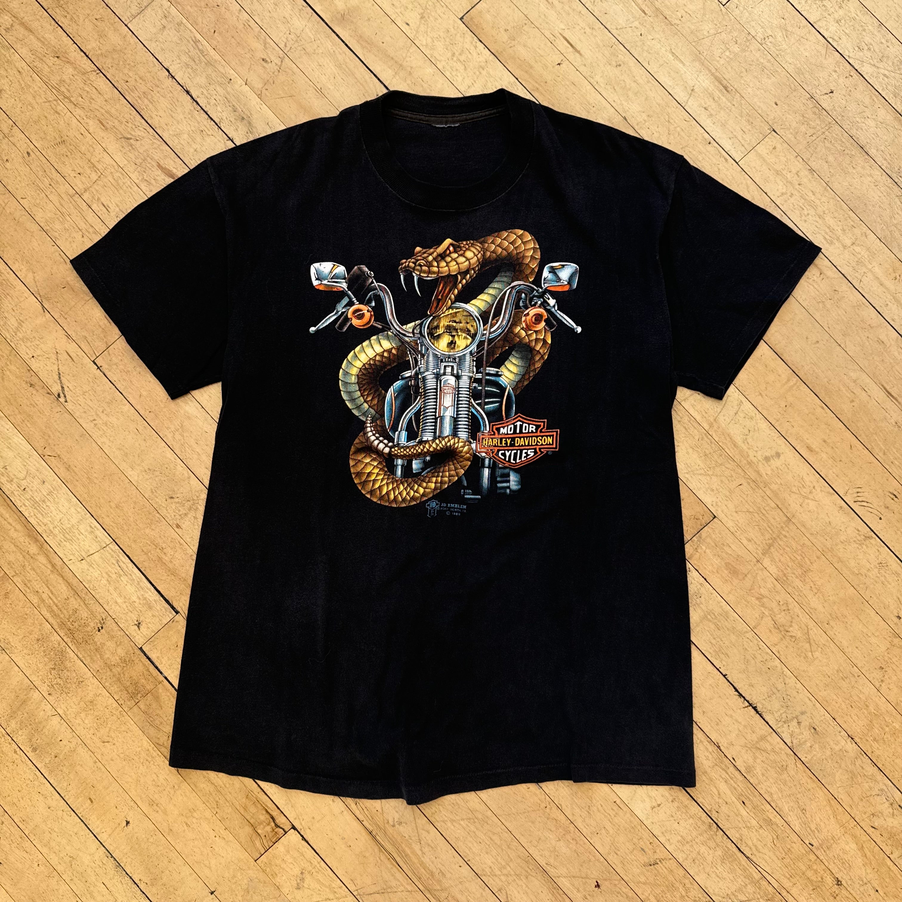 Vintage Harley Davidson 3D Emblem Rattlesnake T-shirt Sz XL