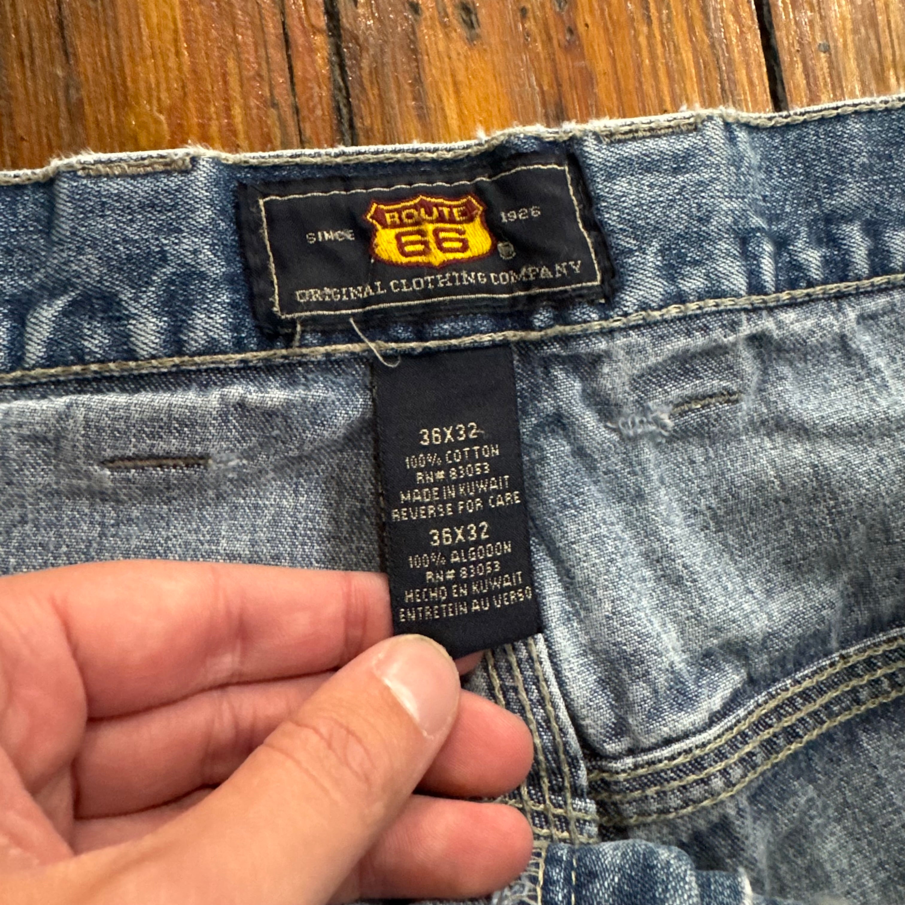 Vintage Route 66 Thrashed Denim Jeans Sz 36x32