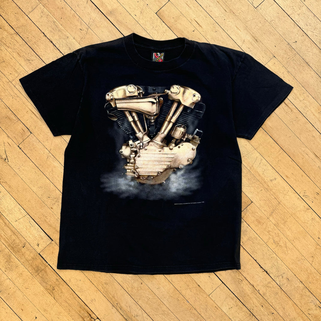Vintage Harley Davidson Engine 3D Emblem T-shirt Sz XL
