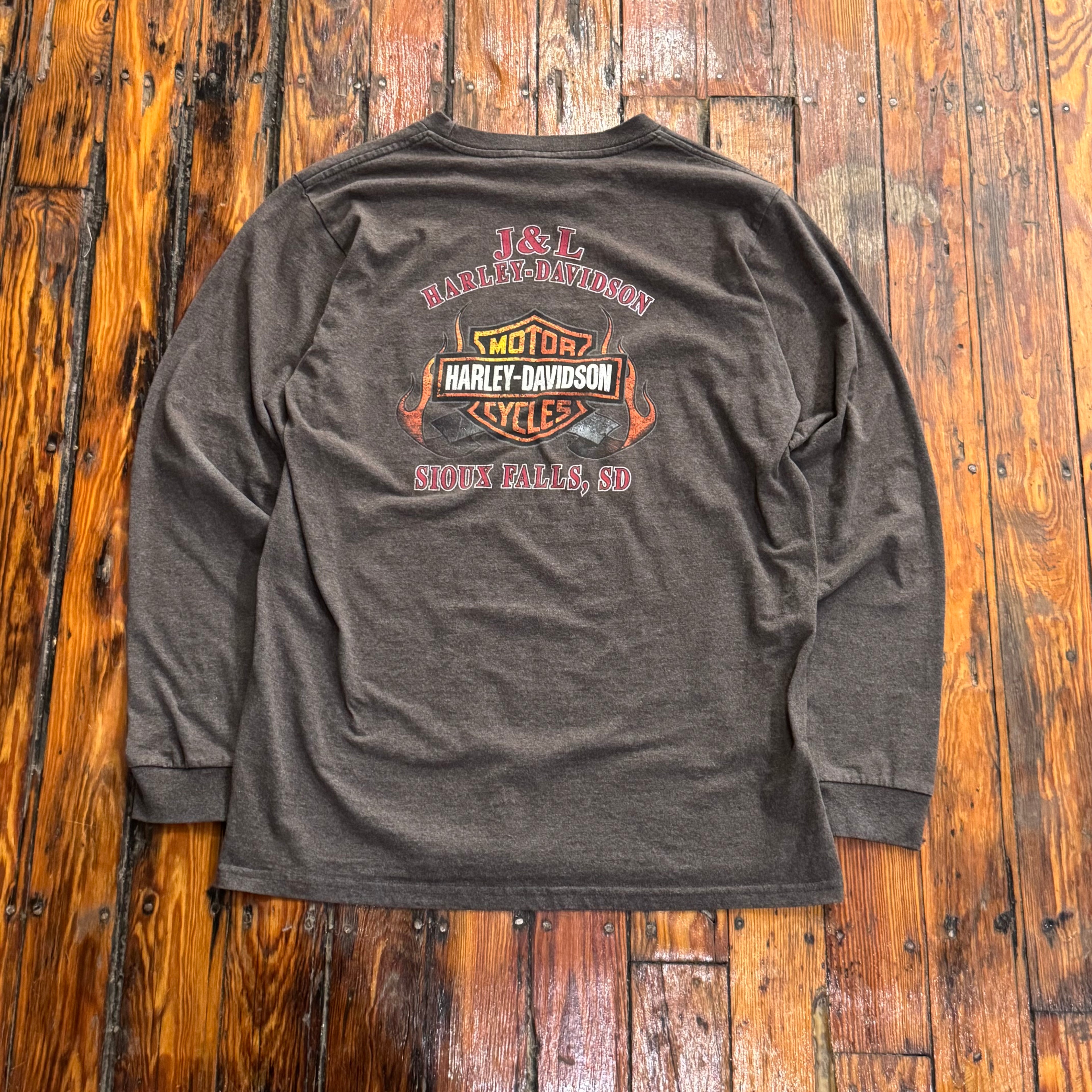 Vintage Harley Davidson Long Sleeve Sioux Falls T-shirt Sz XL