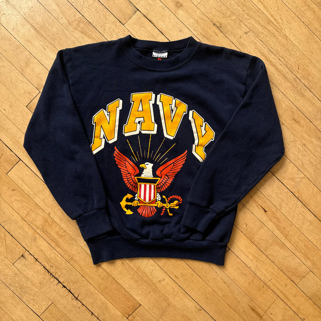 Vintage Navy SpellOut CrewNeck Sz M