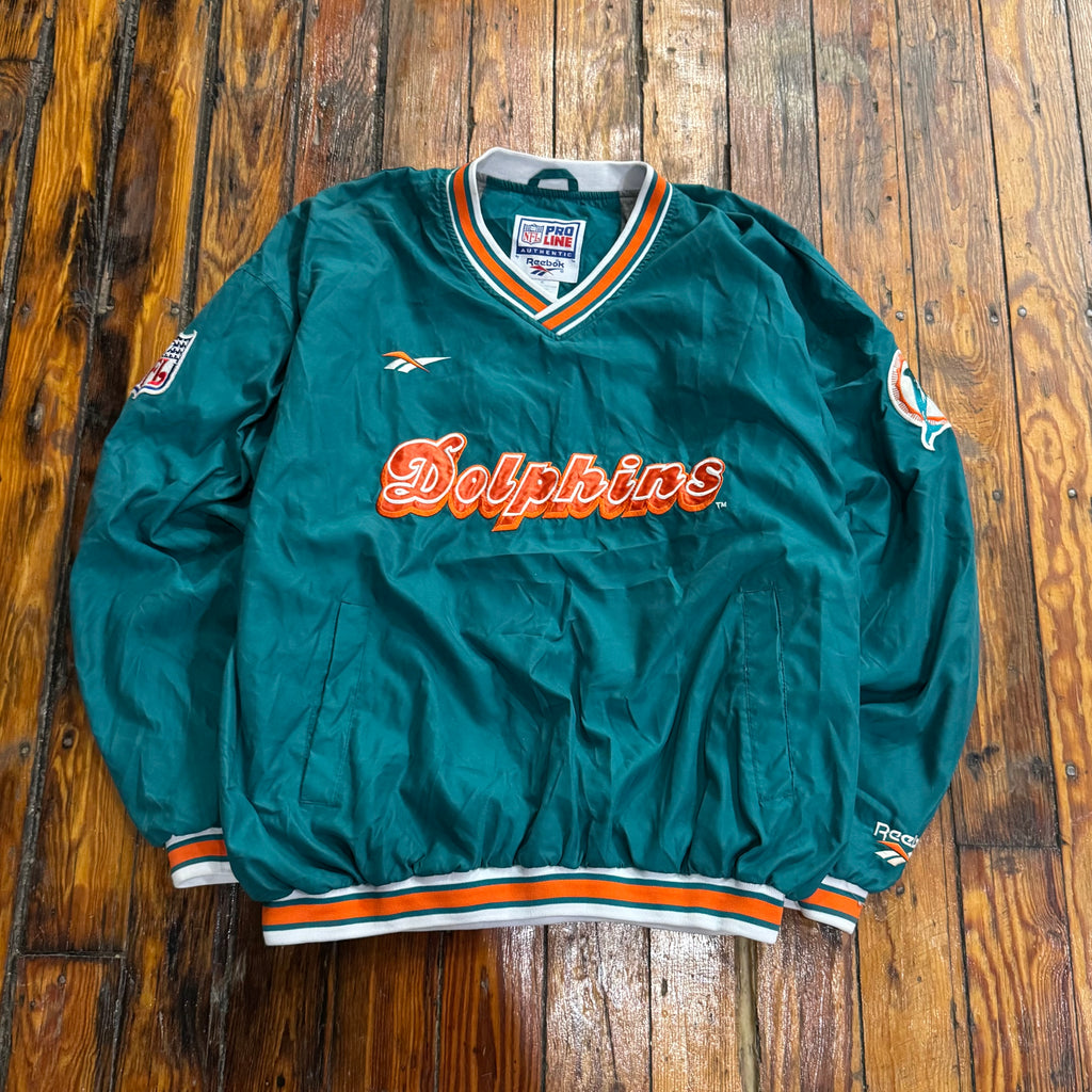 Vintage Reebok Miami Dolphins Pullover Jacket Sz L