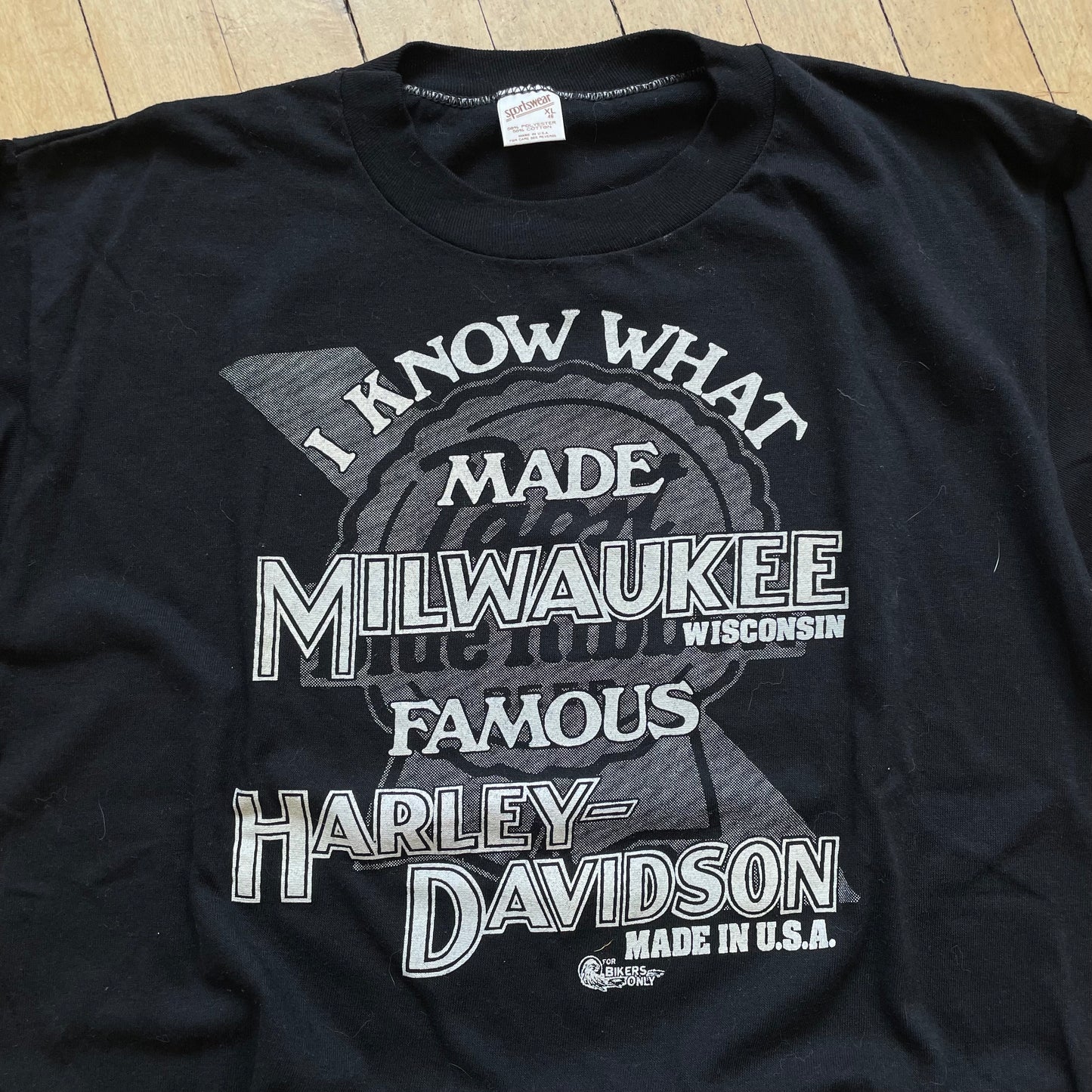 80s I know what made Milwaukee Famous Harley Davidson T-shirt Sz L