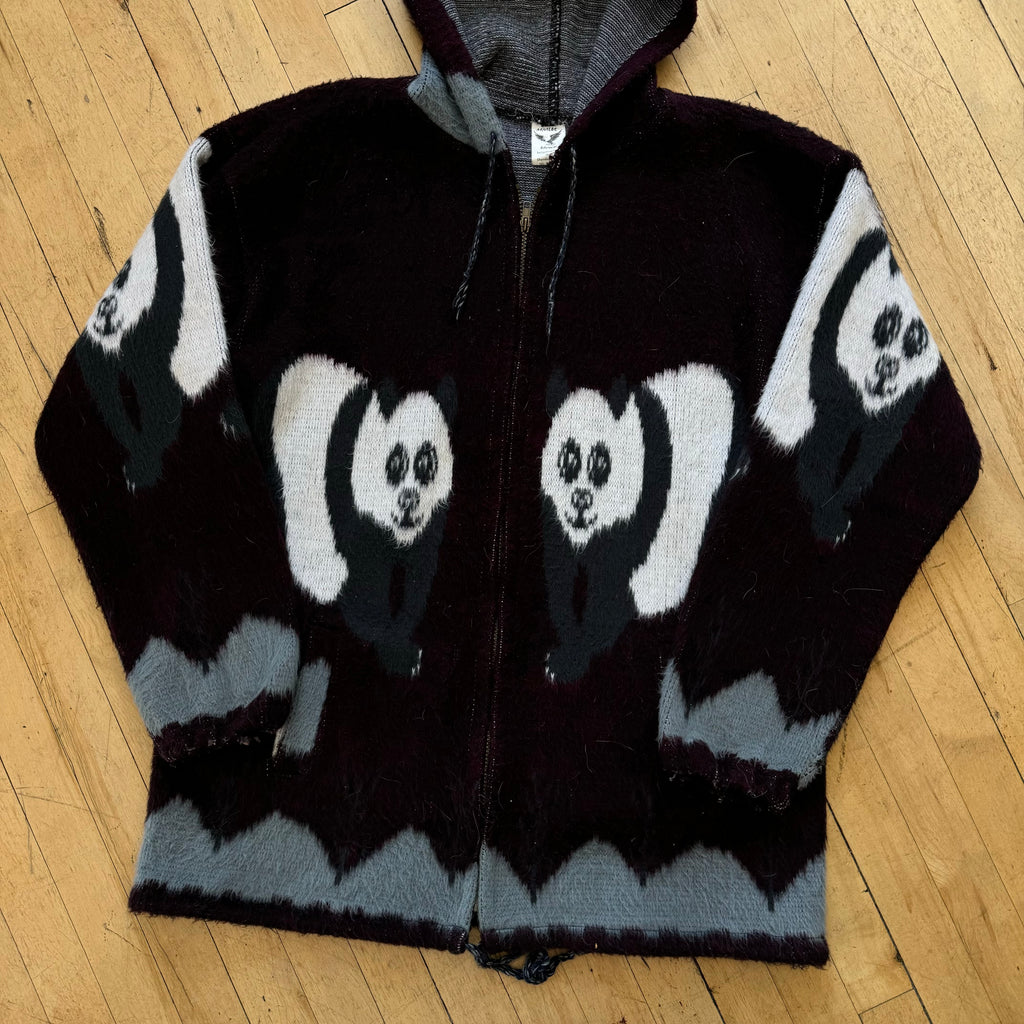 Vintage Woven Panda Sweater Jacket Sz L