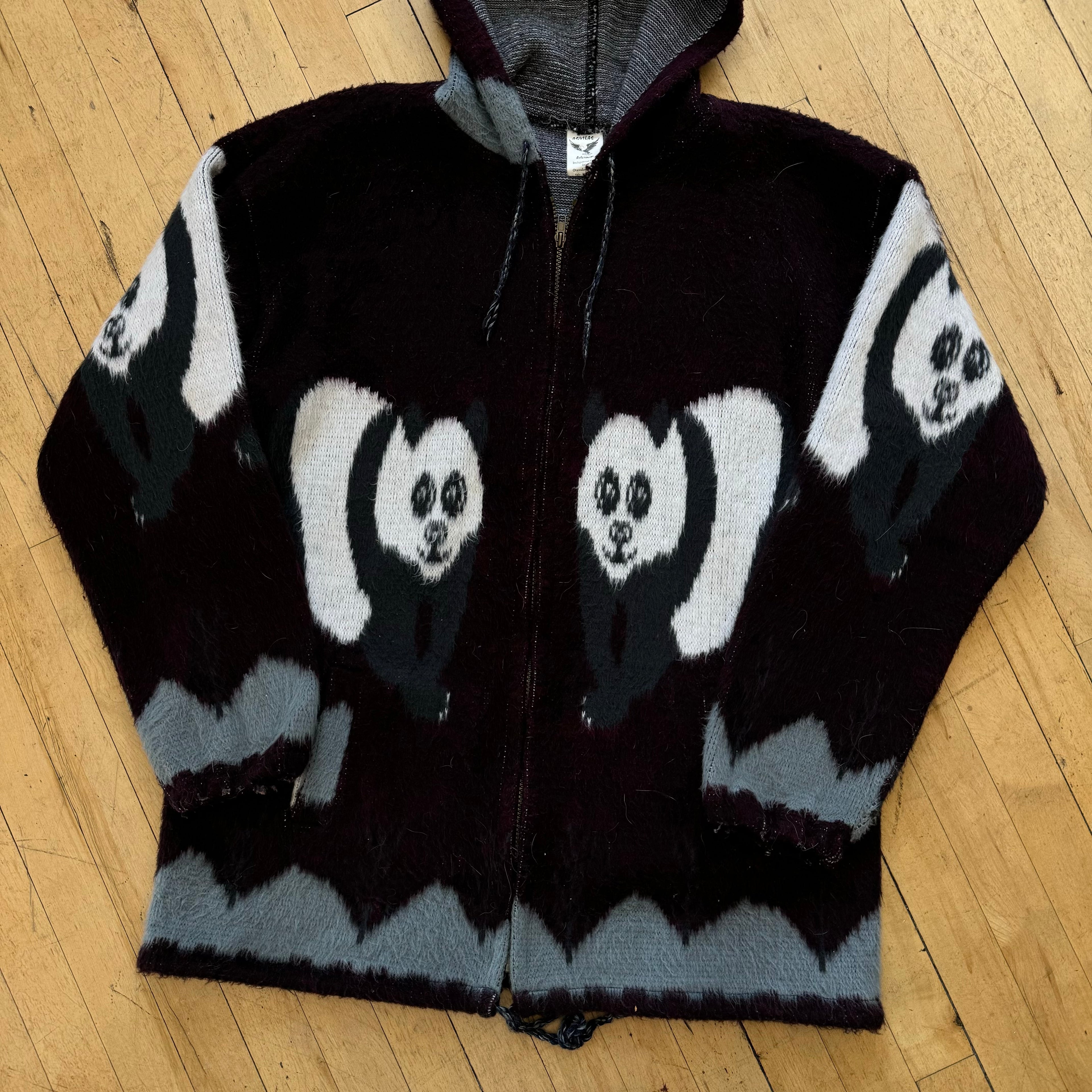 Vintage Woven Panda Sweater Jacket Sz L