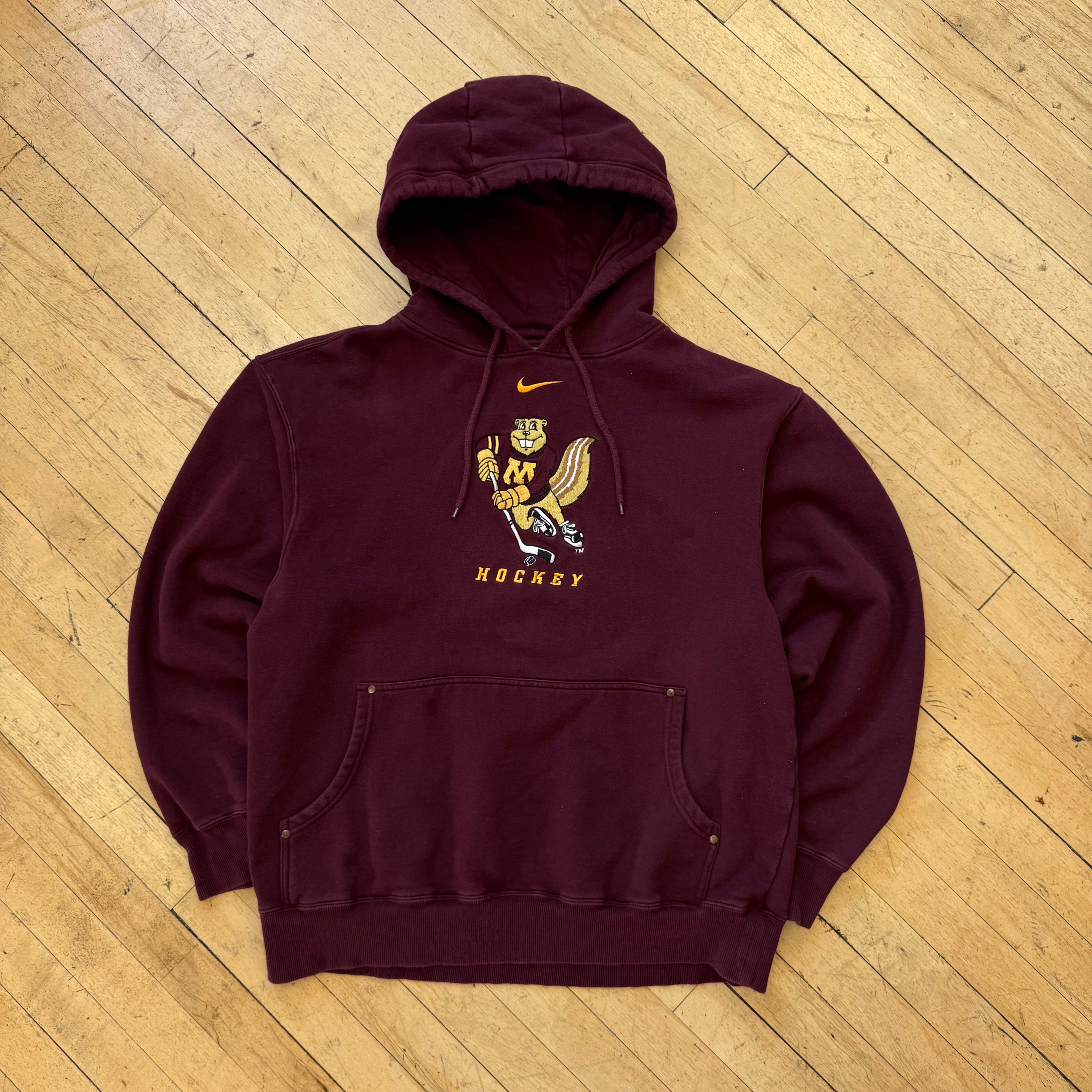 Vintage Nike x Bauer Minnesota Gophers Hockey Hoodie Sz L