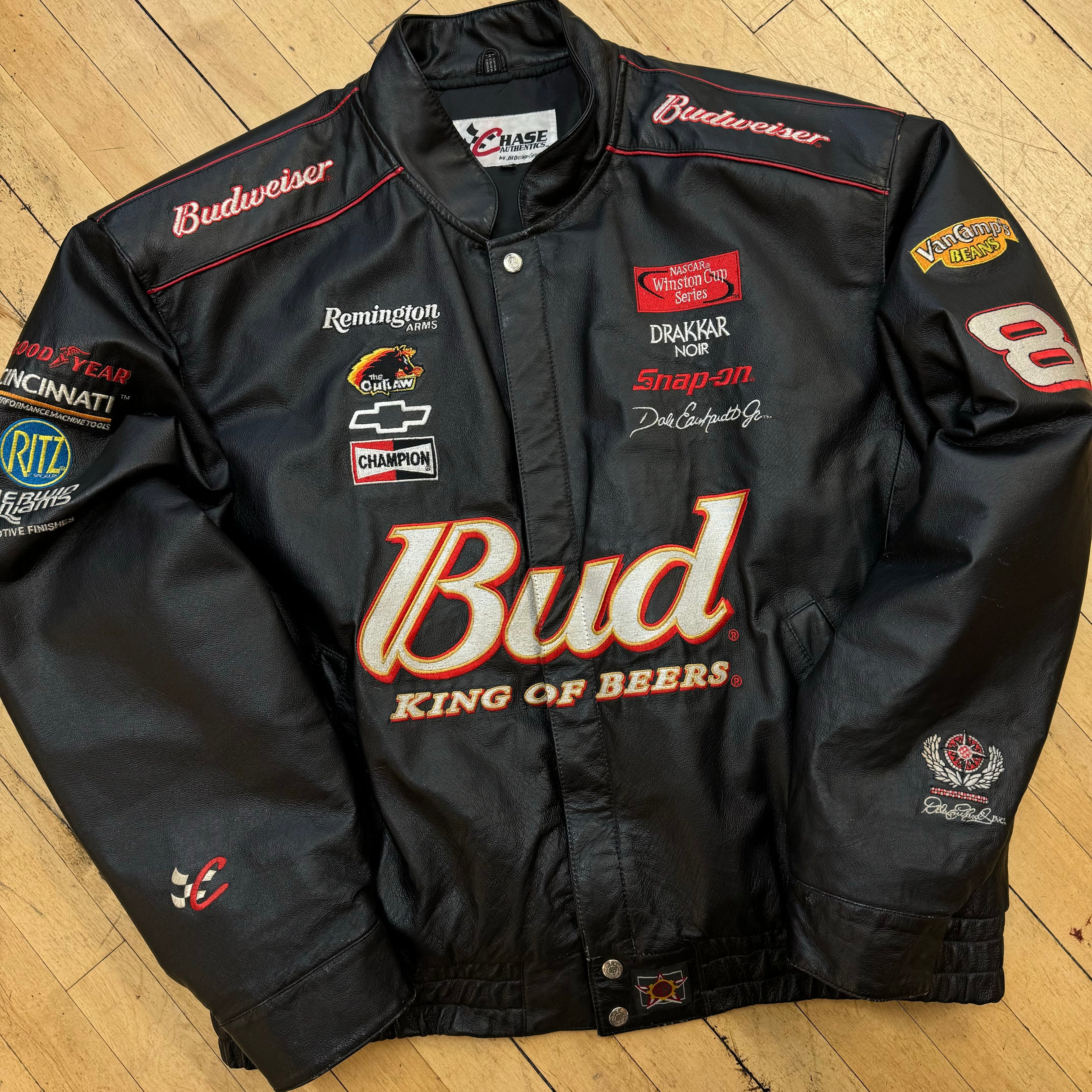 Vintage BudWiser Nascar JH Leather Jacket Sz XXL