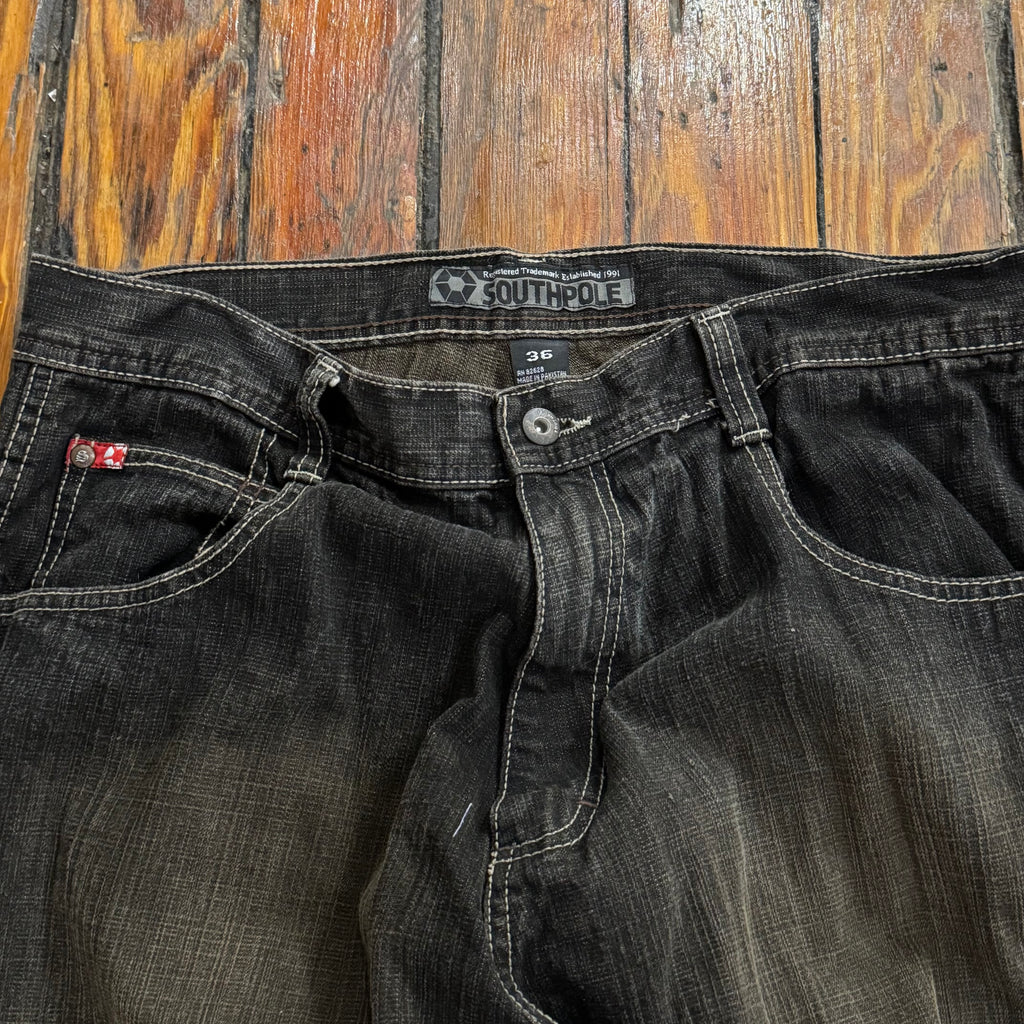 Y2K SouthPole Faded Black / Brown Denim Jeans Sz 36